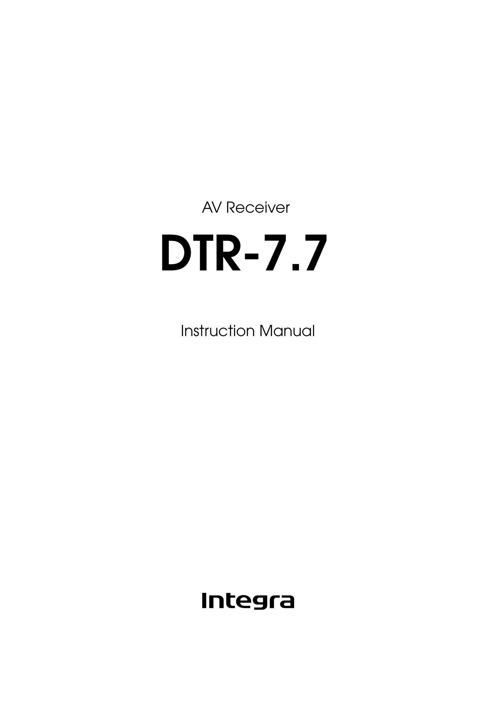 Integra DTR-7.7 Stereo Receiver User Manual