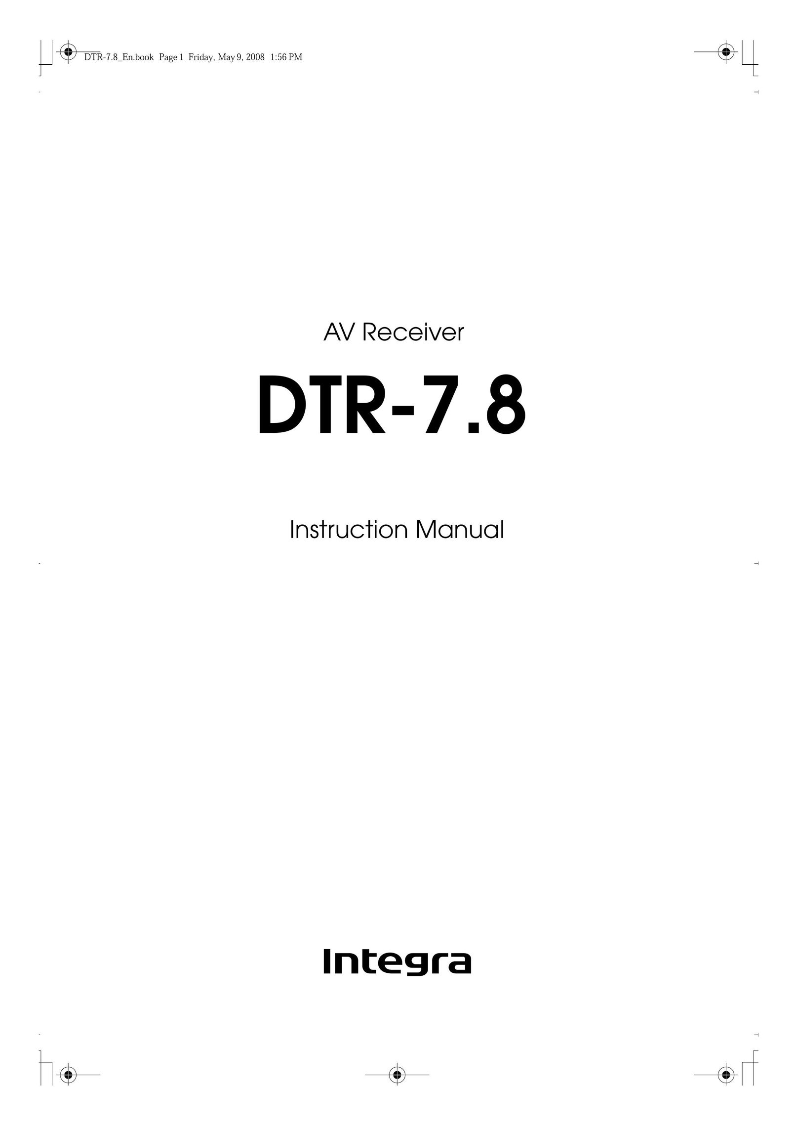 Integra DTR-7.8 Stereo Receiver User Manual