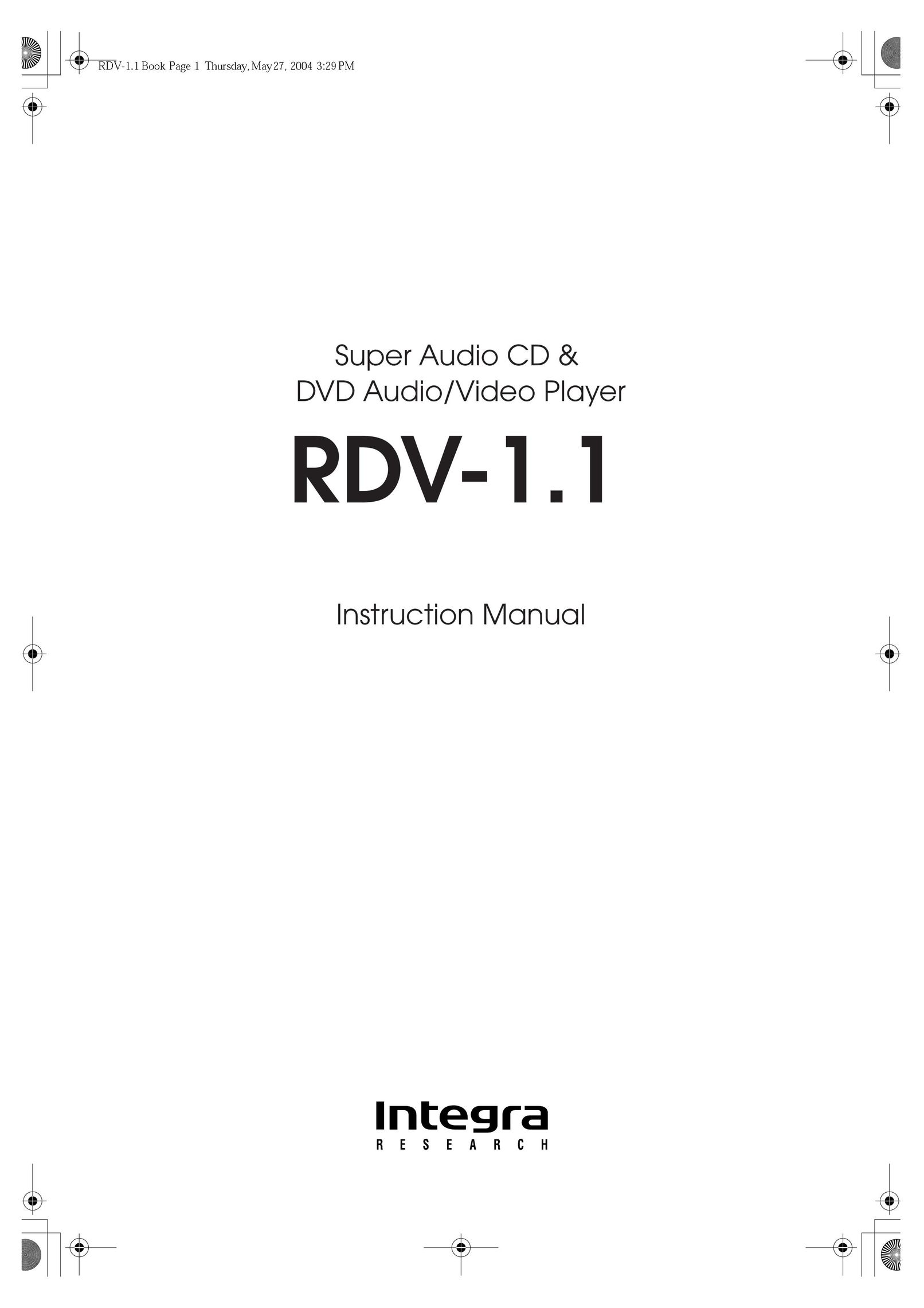 Integra RDV-1.1 Stereo Receiver User Manual