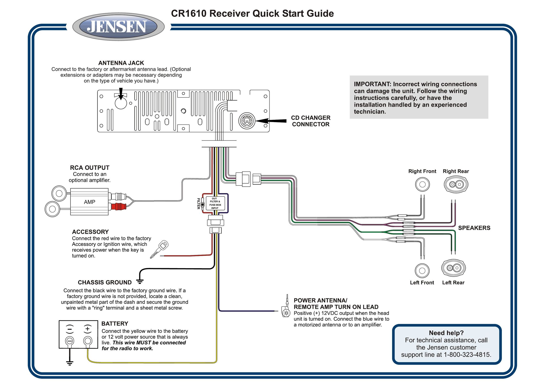 Jensen CR1610 Stereo Receiver User Manual