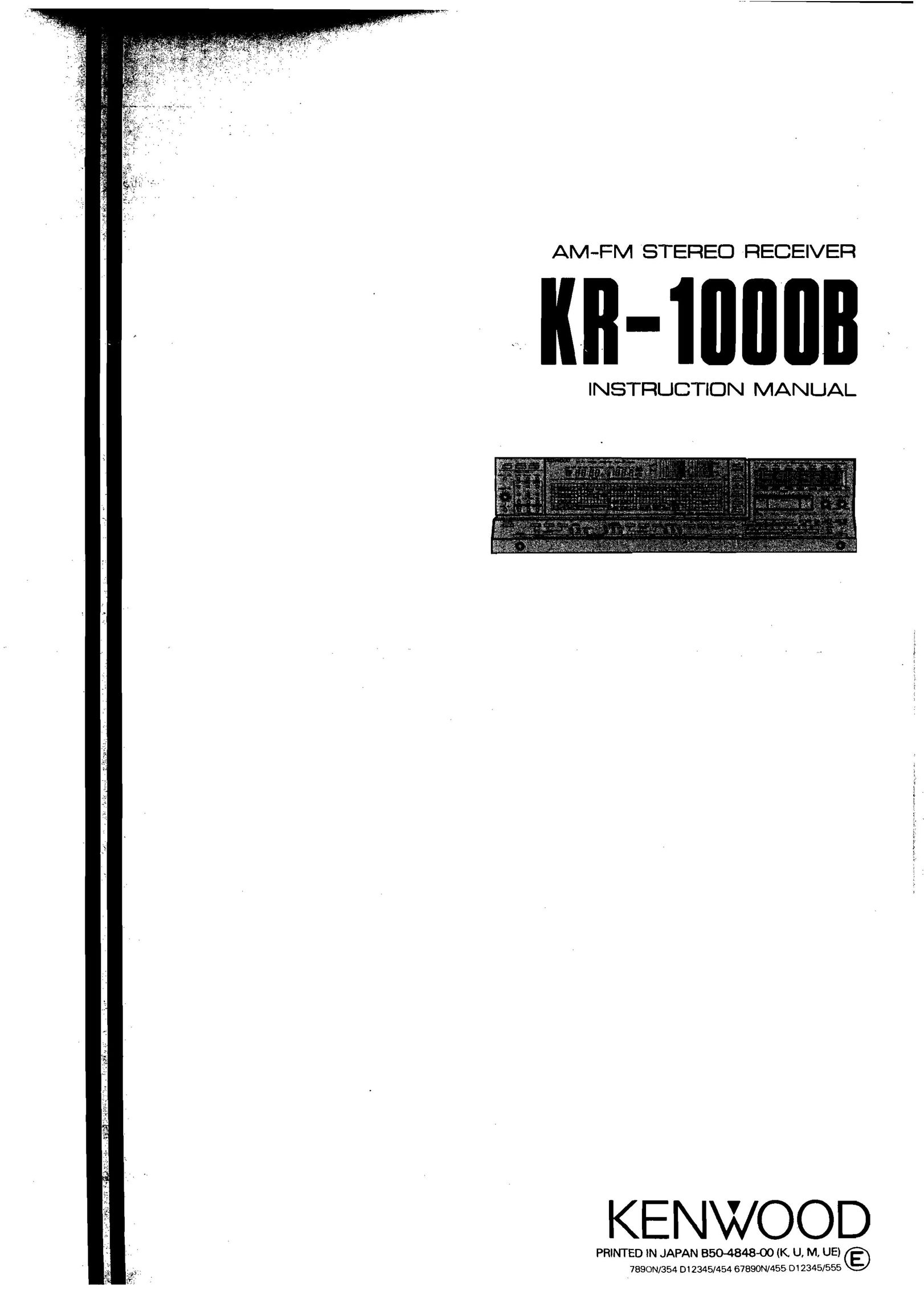 Kenwood KR-1000B Stereo Receiver User Manual