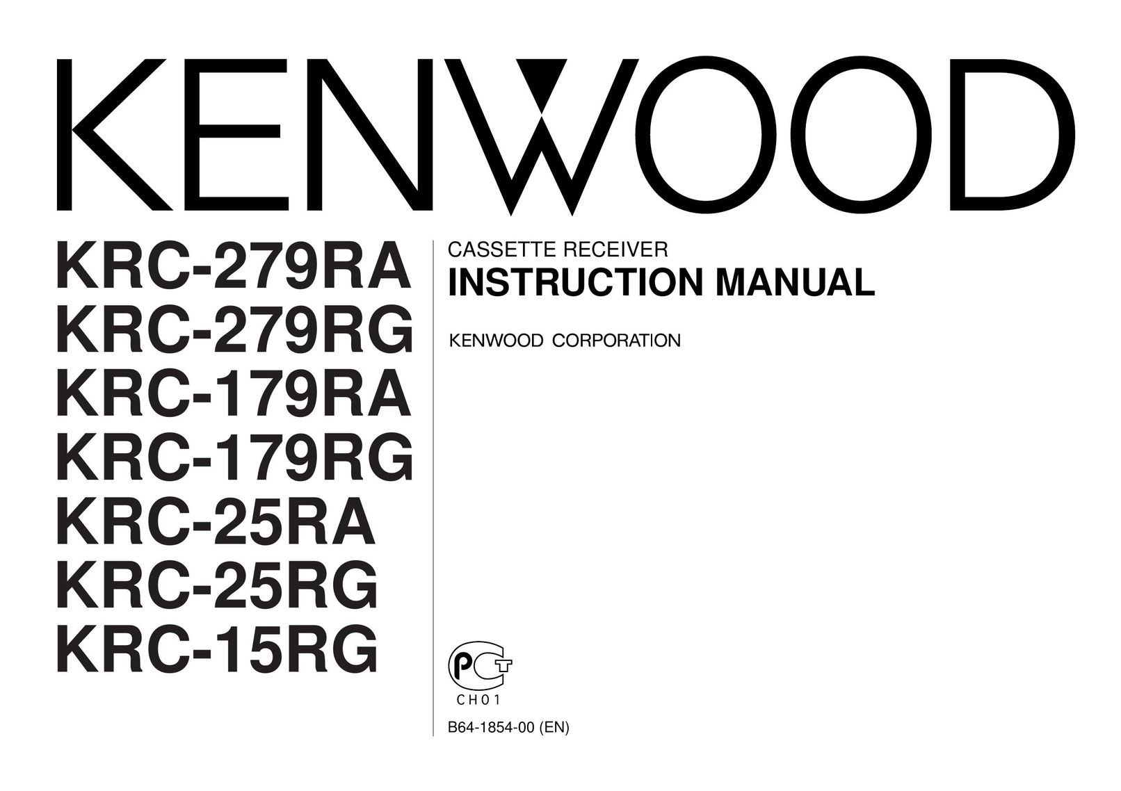 Kenwood KRC-179RG Stereo Receiver User Manual