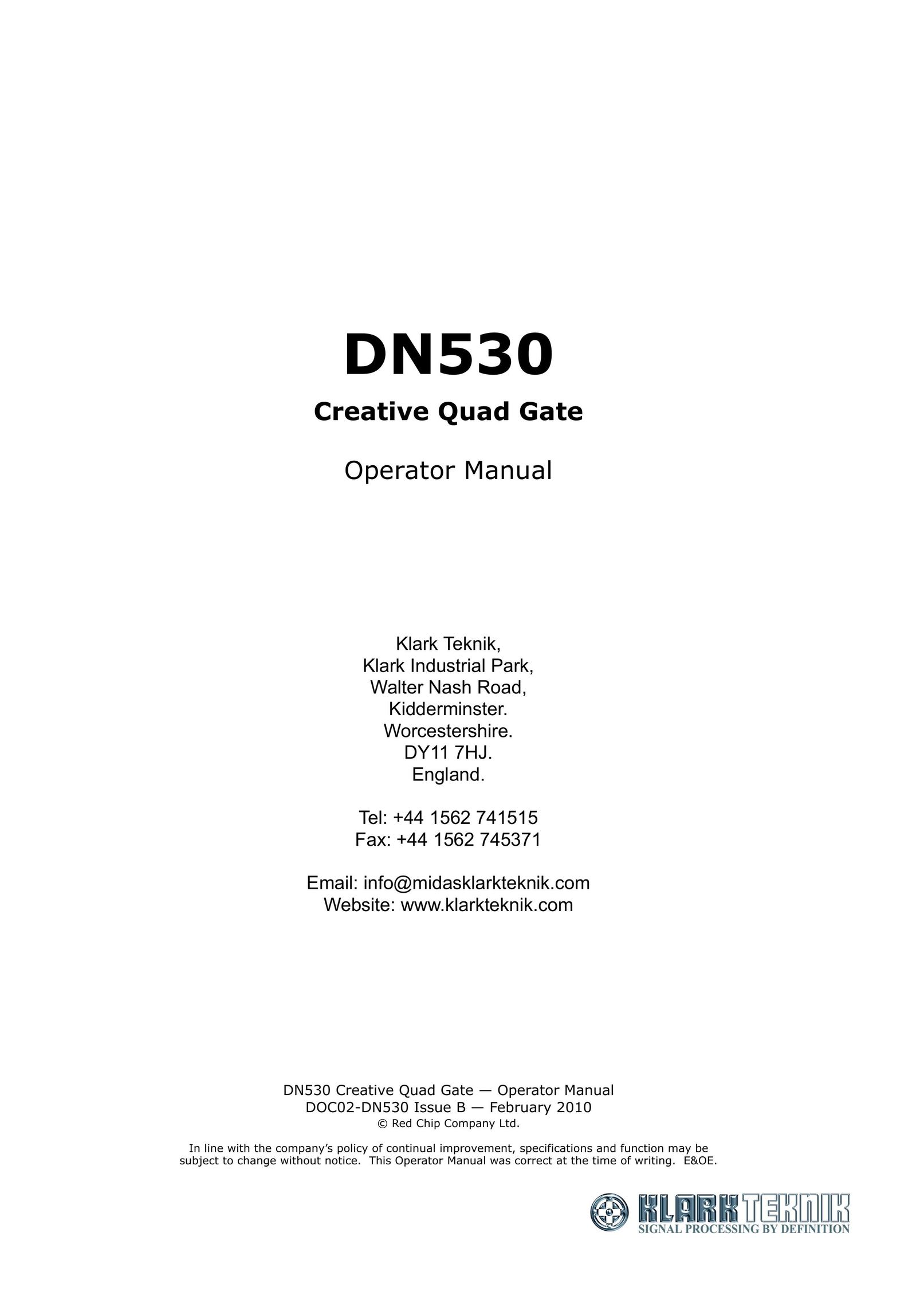 Klark Teknik DN530 Stereo Receiver User Manual