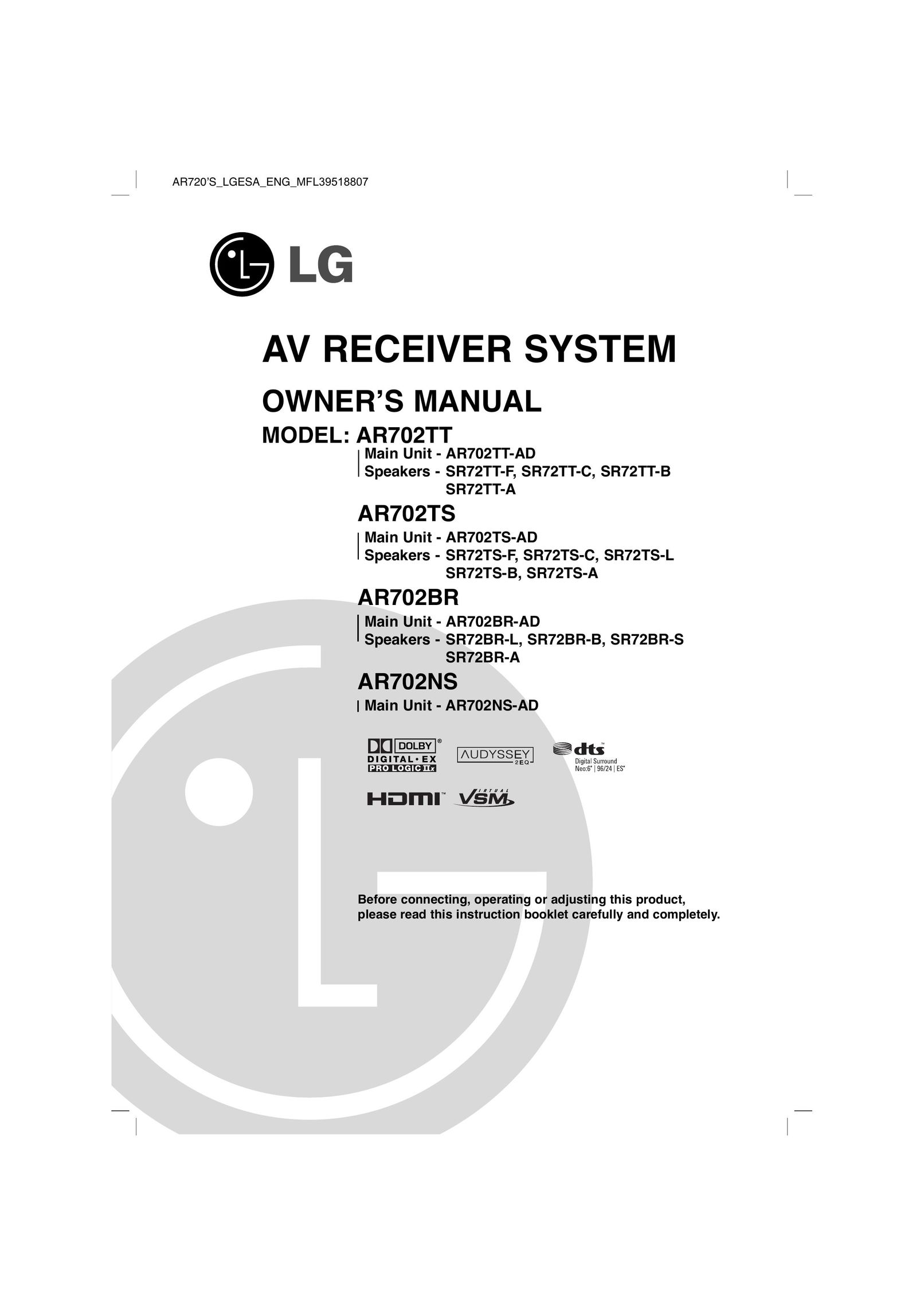 LG Electronics AR702BR Stereo Receiver User Manual