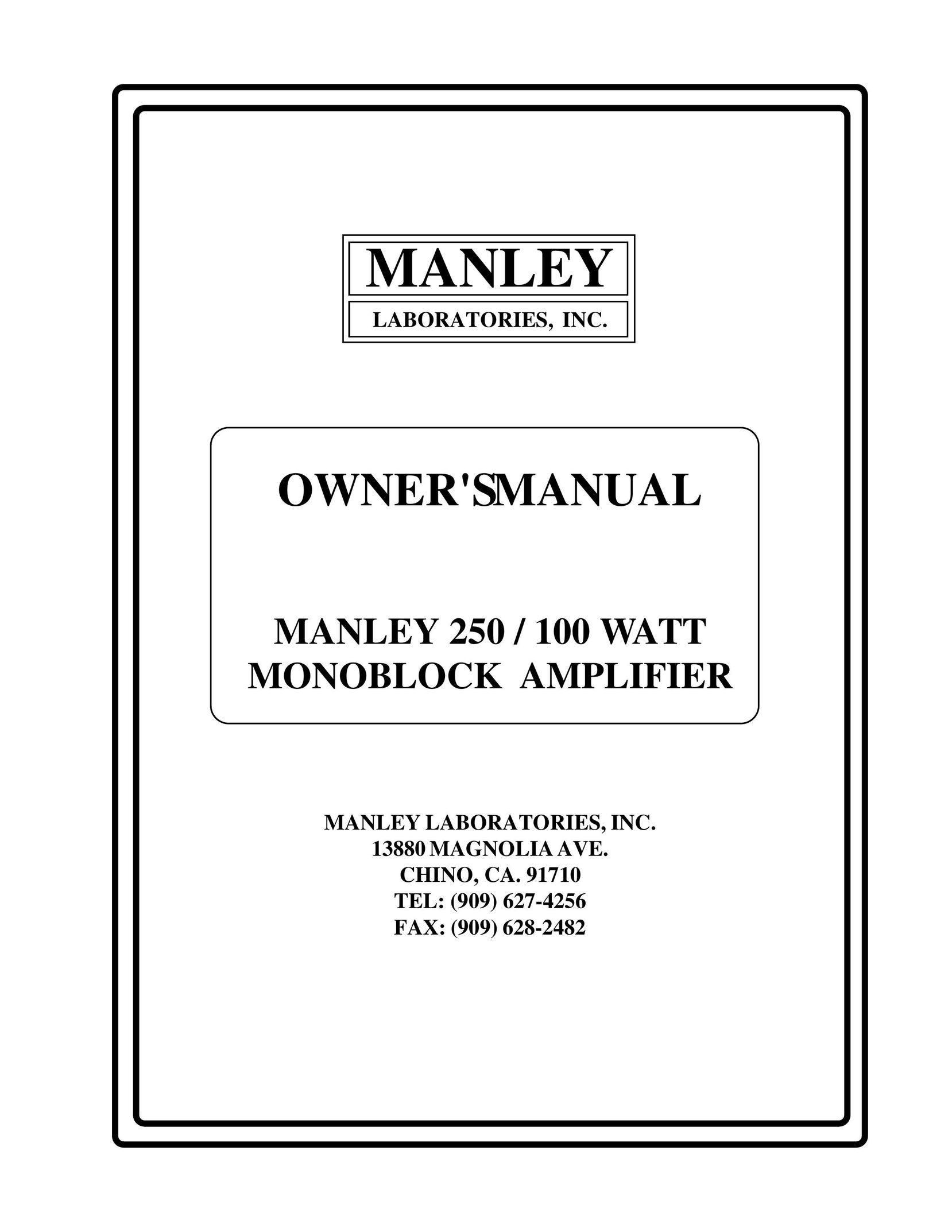 Manley Labs MONOBLOCK AMPLIFIER Stereo Receiver User Manual