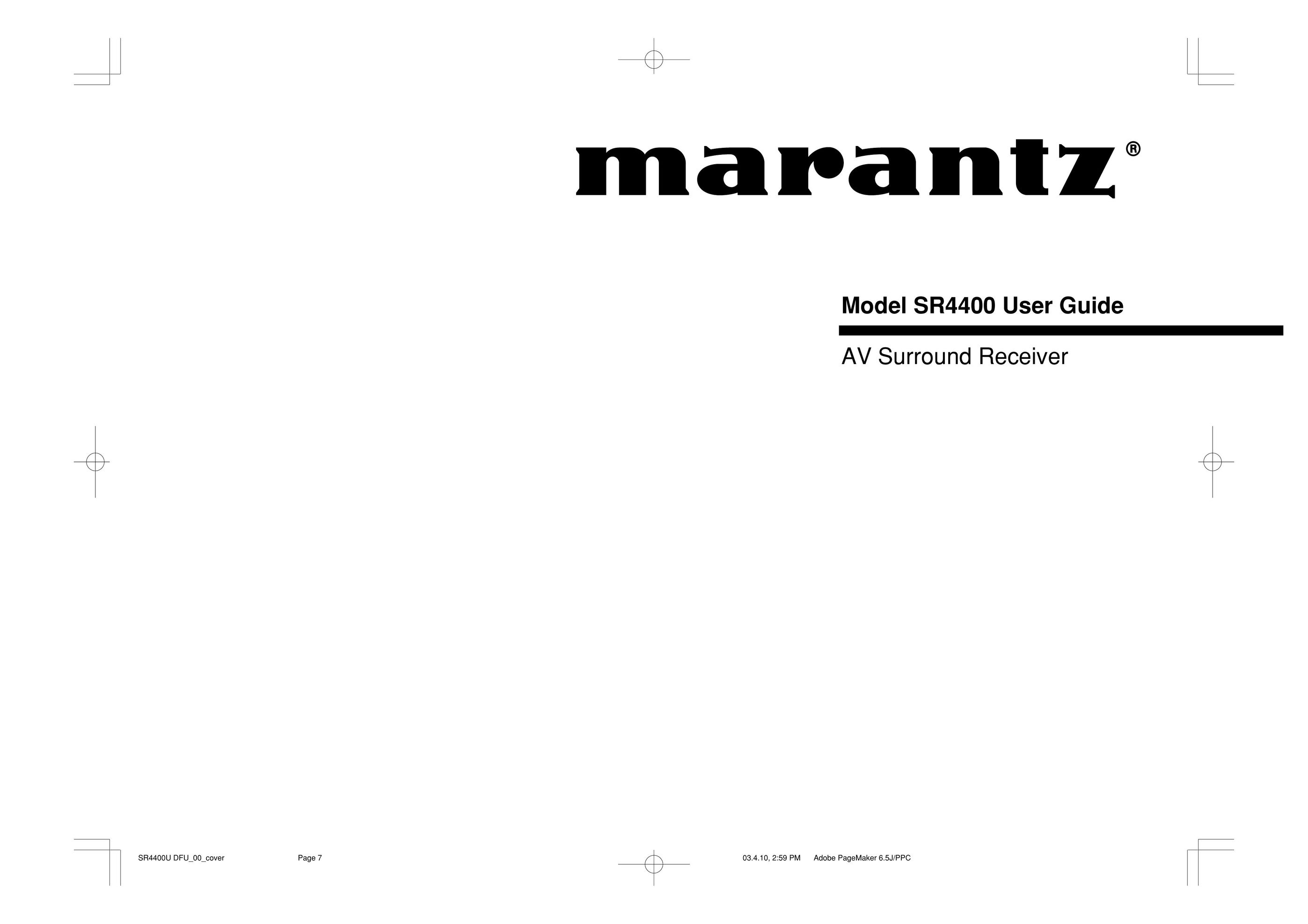 Marantz SR4400 Stereo Receiver User Manual