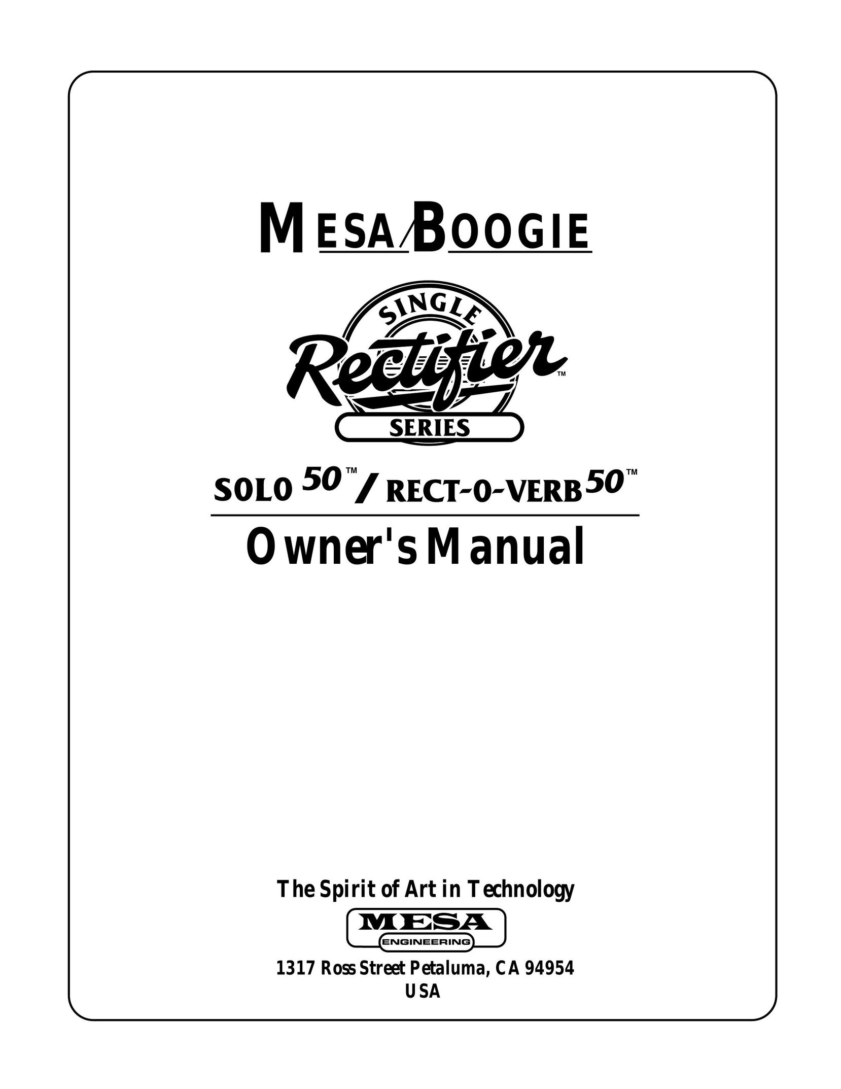 Mesa/Boogie RECT-O-VERB 50 Stereo Receiver User Manual