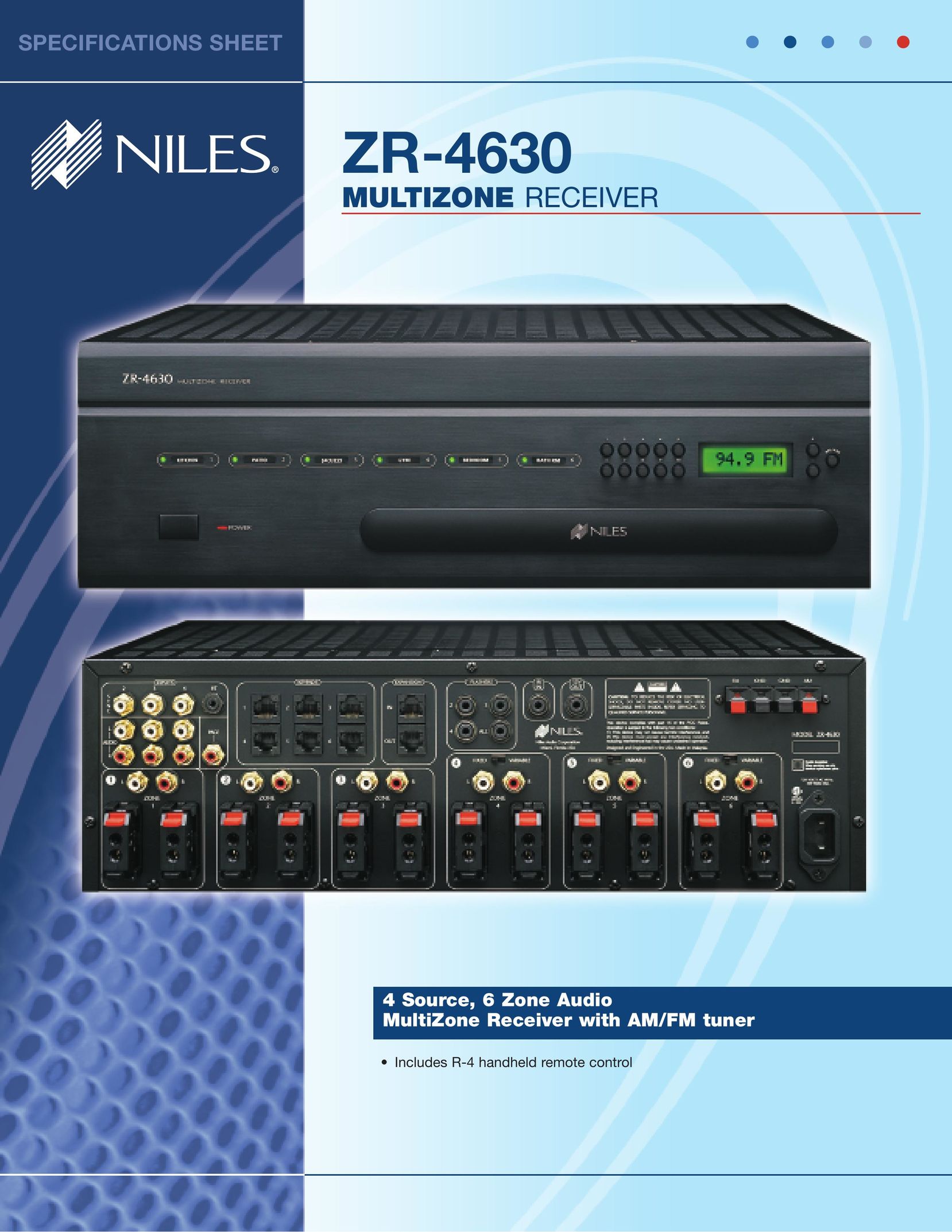 Niles Audio ZR-4630 Stereo Receiver User Manual
