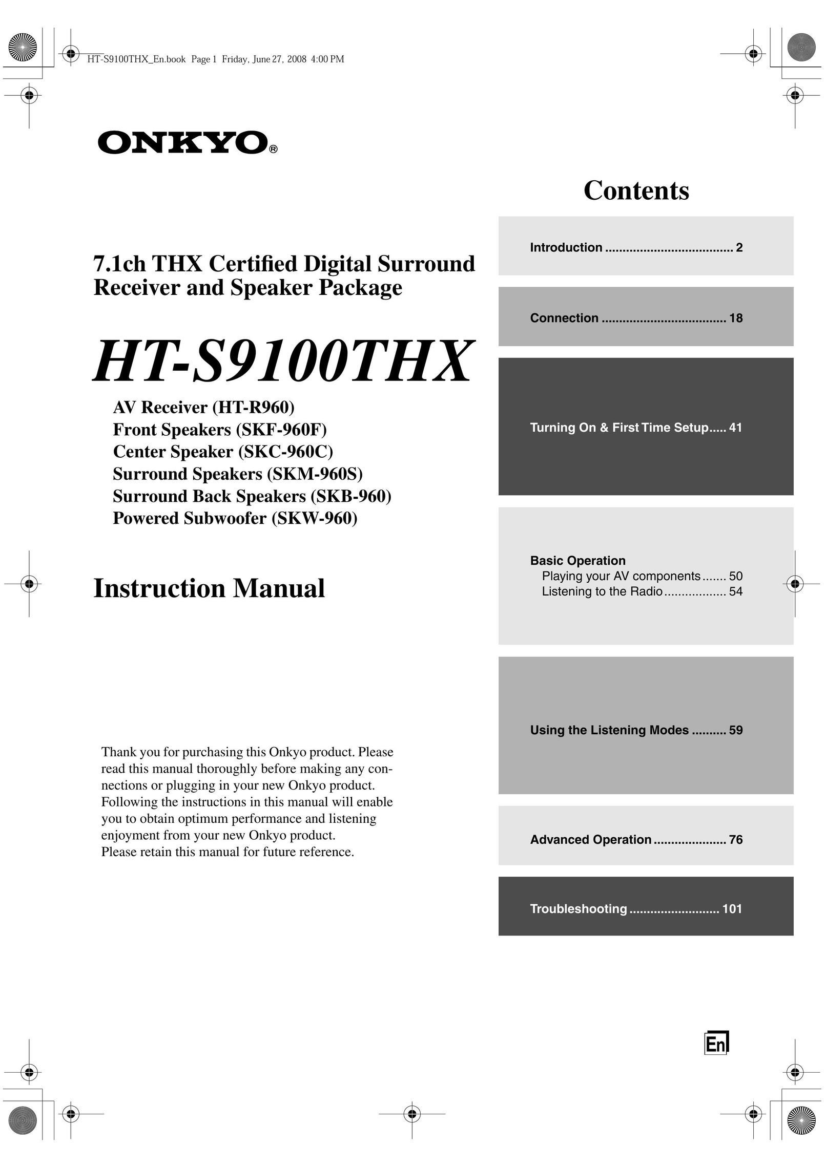 Onkyo HT-R960 Stereo Receiver User Manual