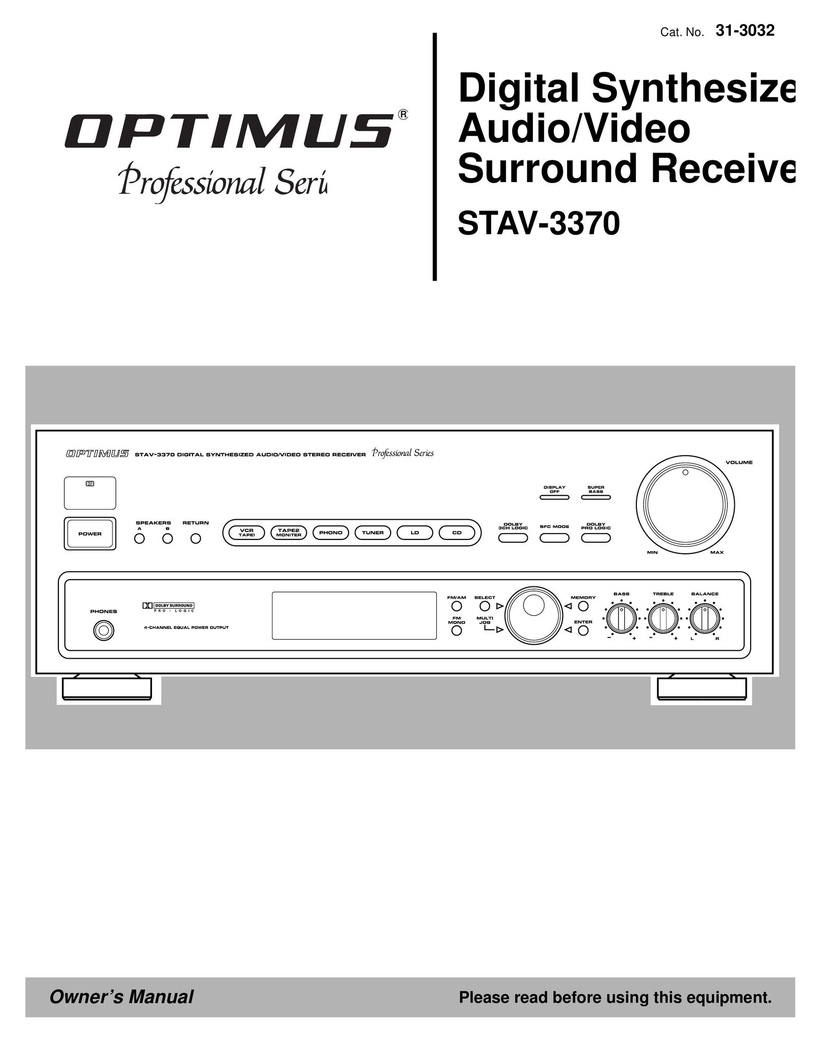 Optimus STAV-3370 Stereo Receiver User Manual
