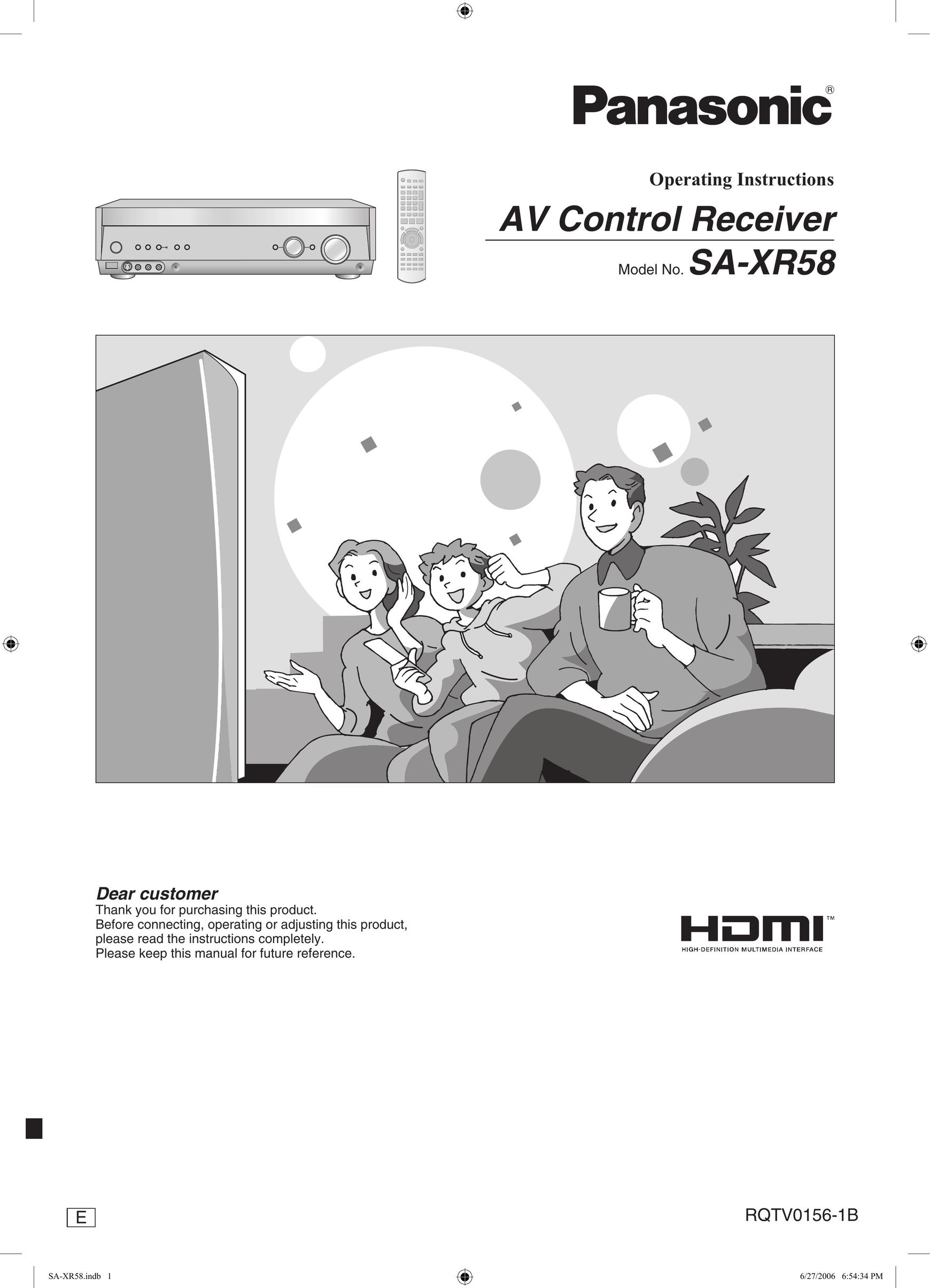 Panasonic SA-XR58 Stereo Receiver User Manual