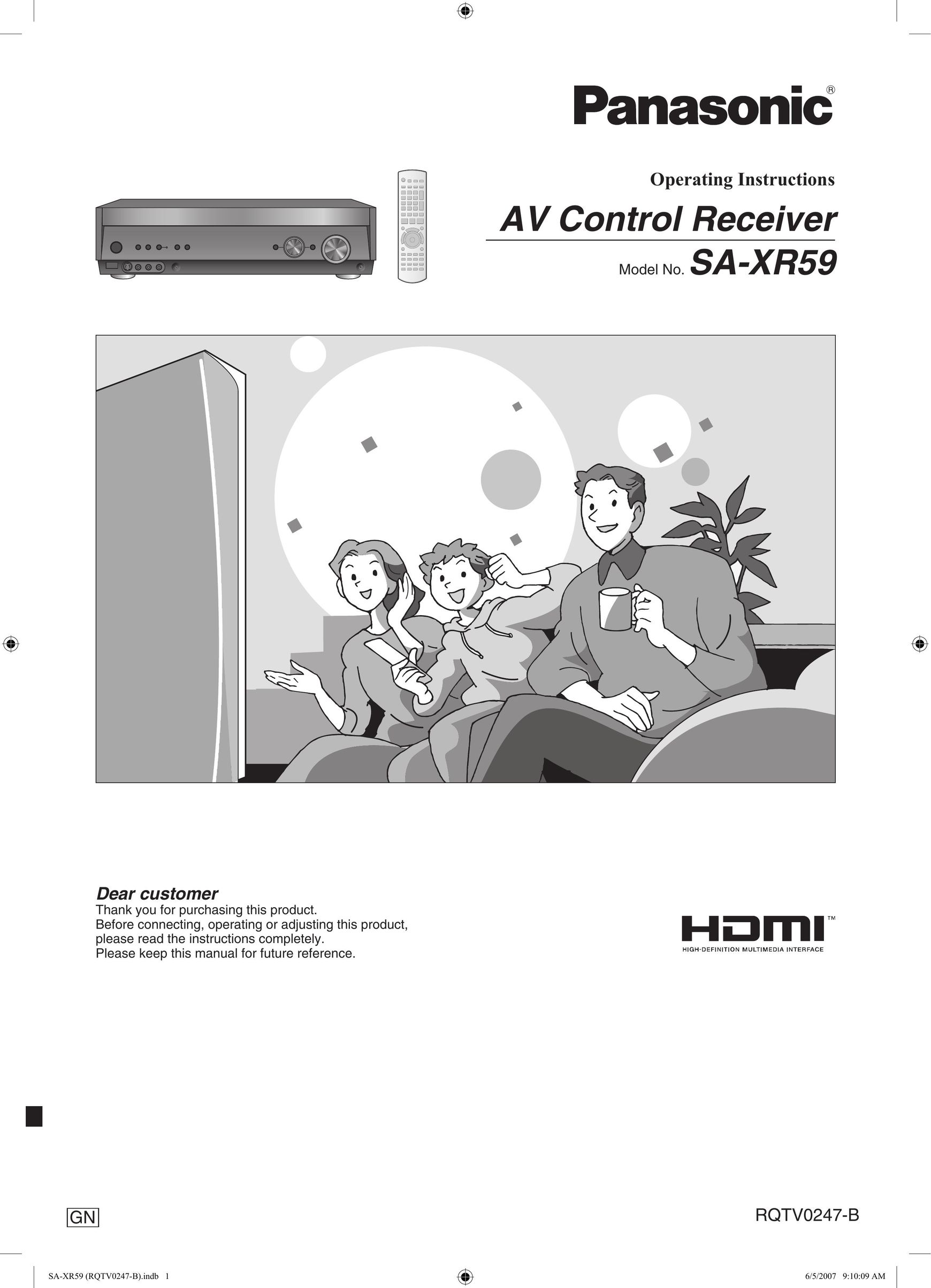 Panasonic SA-XR59 Stereo Receiver User Manual