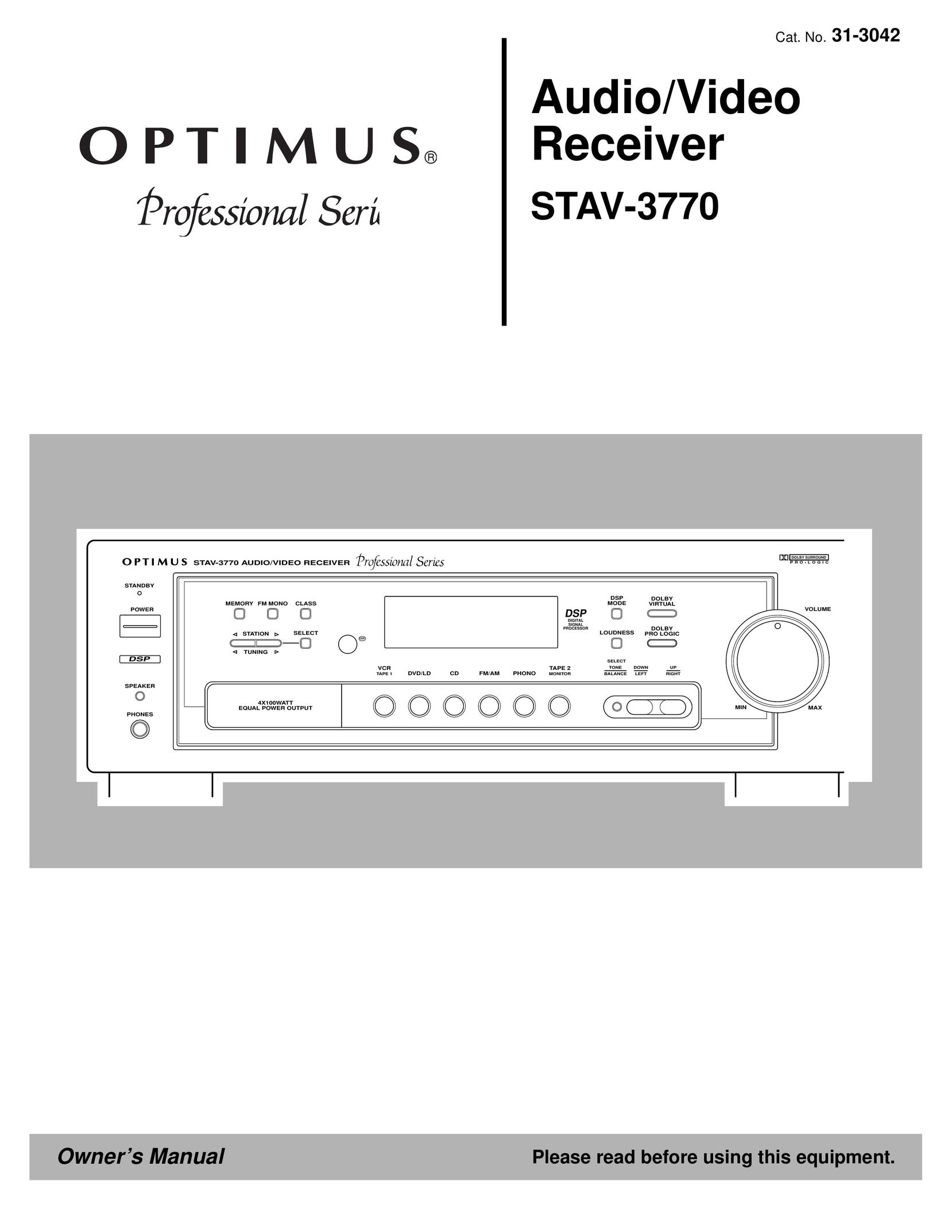 Panasonic STAV-3770 Stereo Receiver User Manual