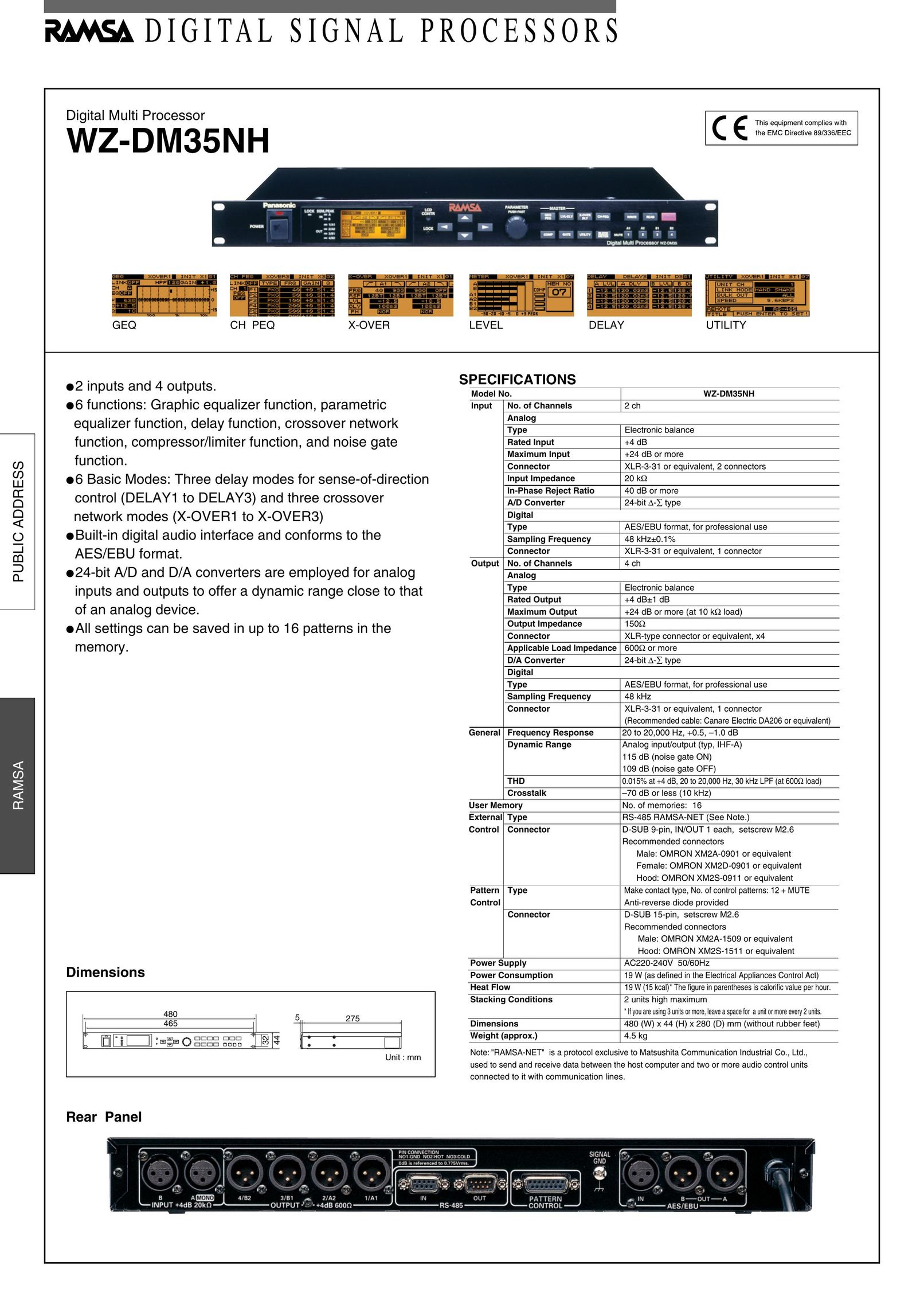 Panasonic WZ-DM35NH Stereo Receiver User Manual