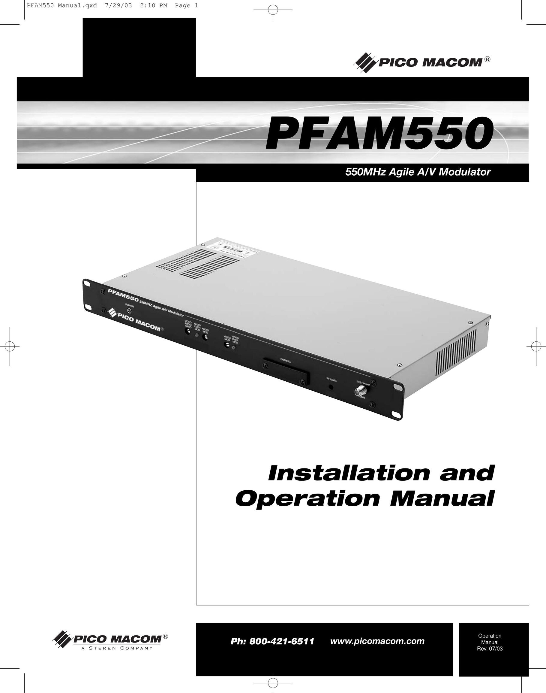 Pico Macom PFAM550 Stereo Receiver User Manual