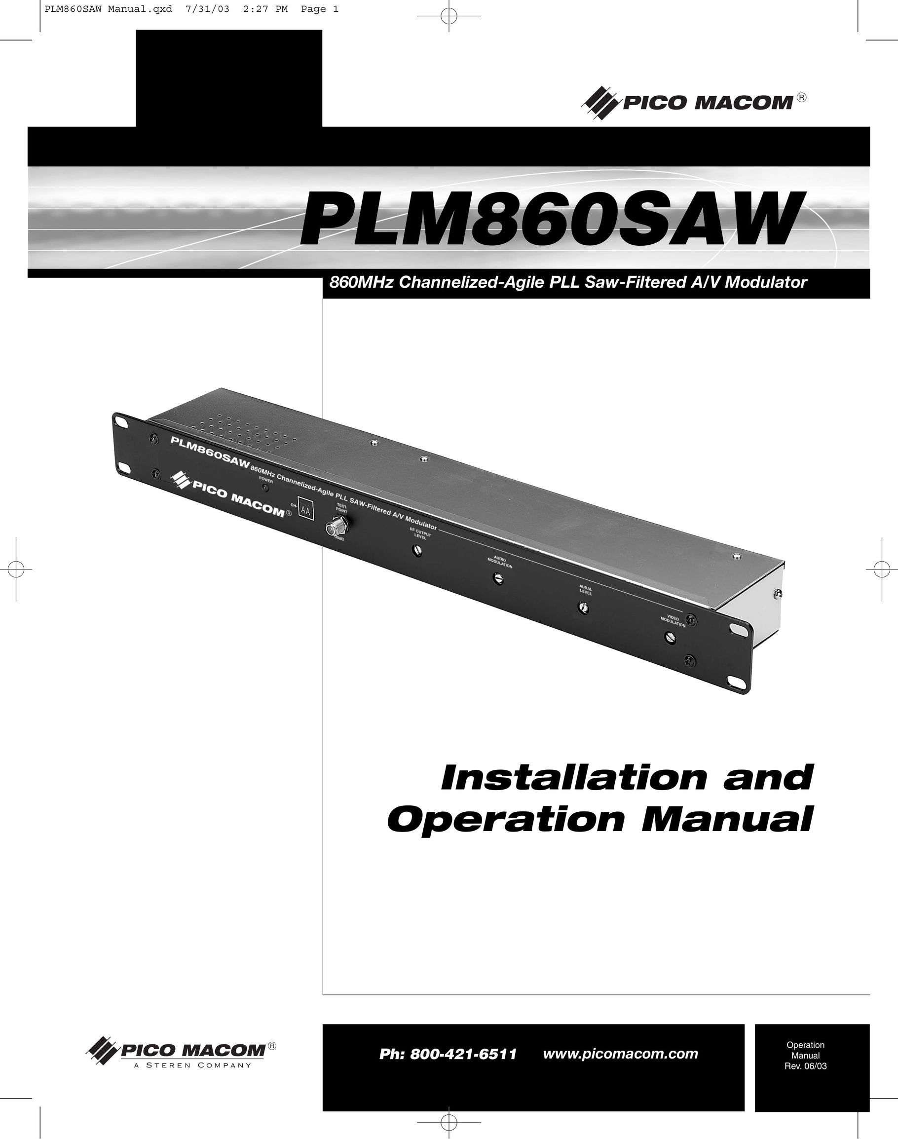 Pico Macom PFAM860SAW Stereo Receiver User Manual