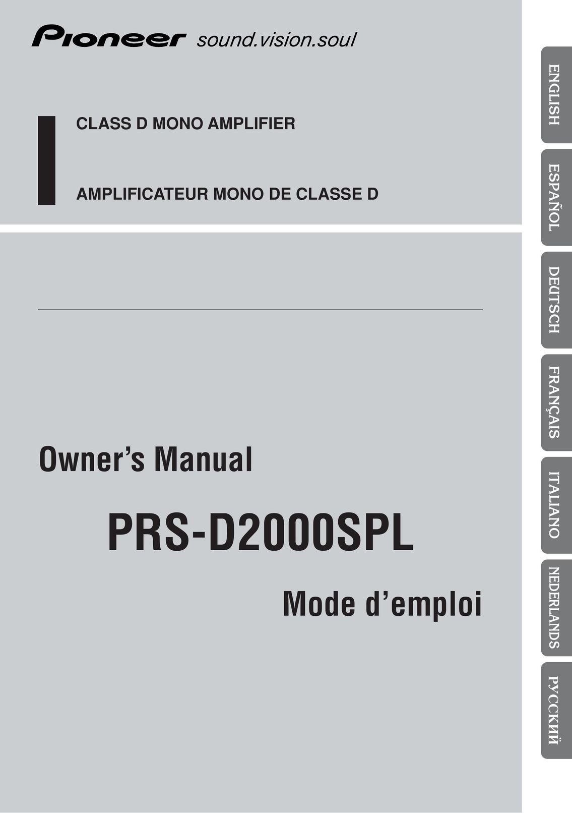 Pioneer D2000SPL Stereo Receiver User Manual