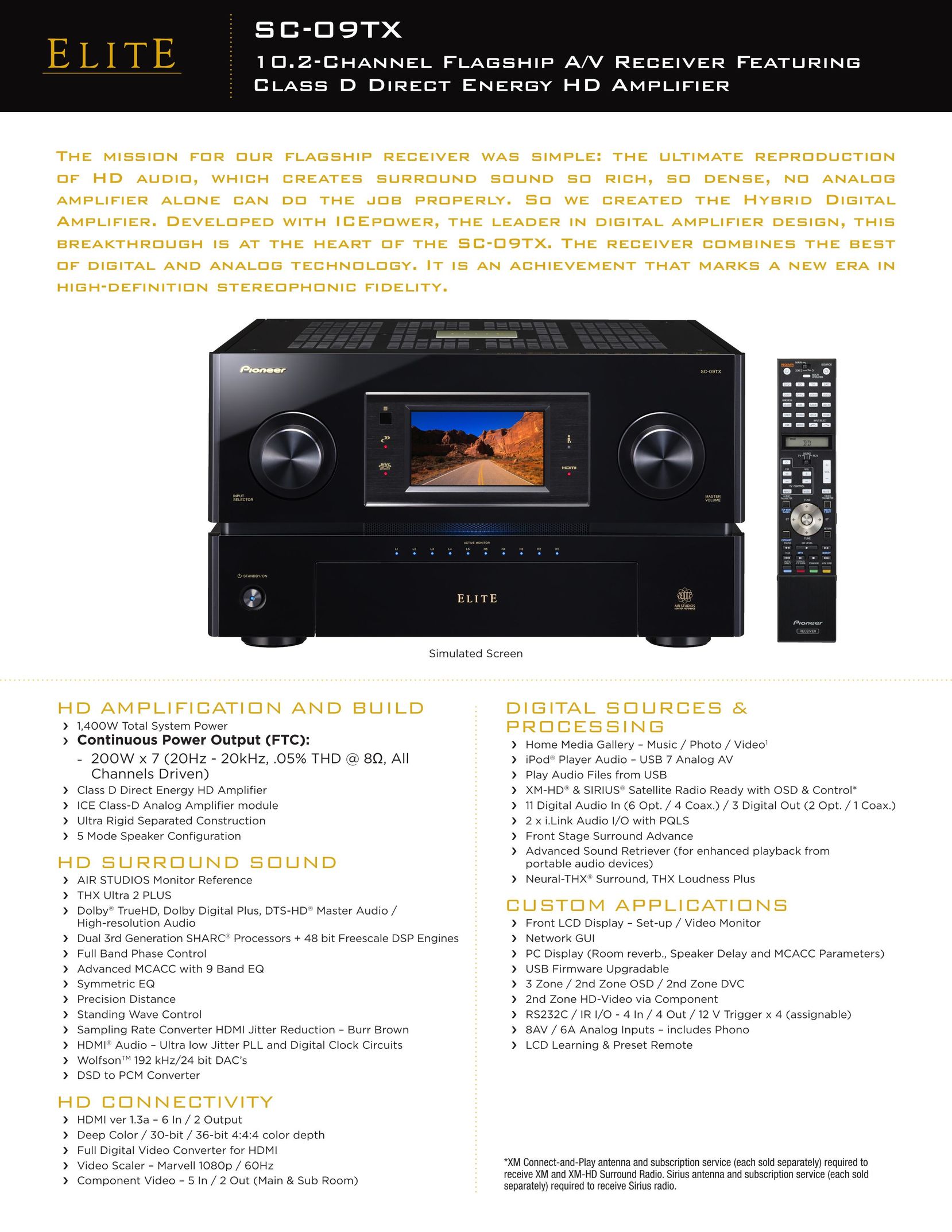 Pioneer SC-09TX Stereo Receiver User Manual