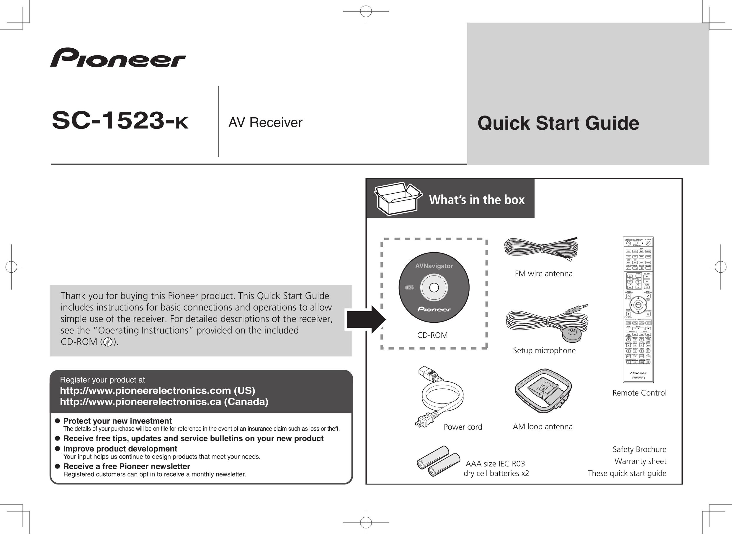 Pioneer SC-1524-K Stereo Receiver User Manual