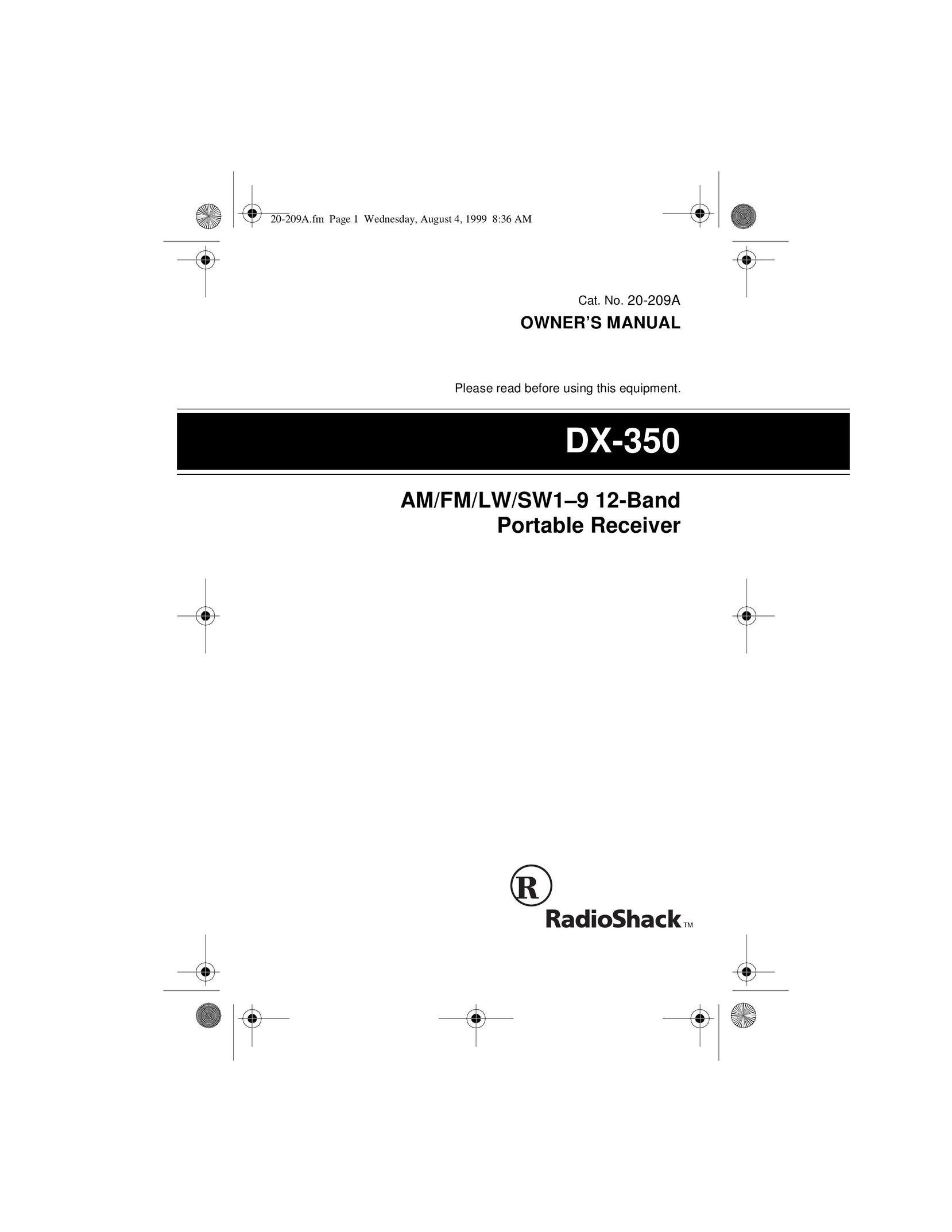 Radio Shack DX-350 Stereo Receiver User Manual