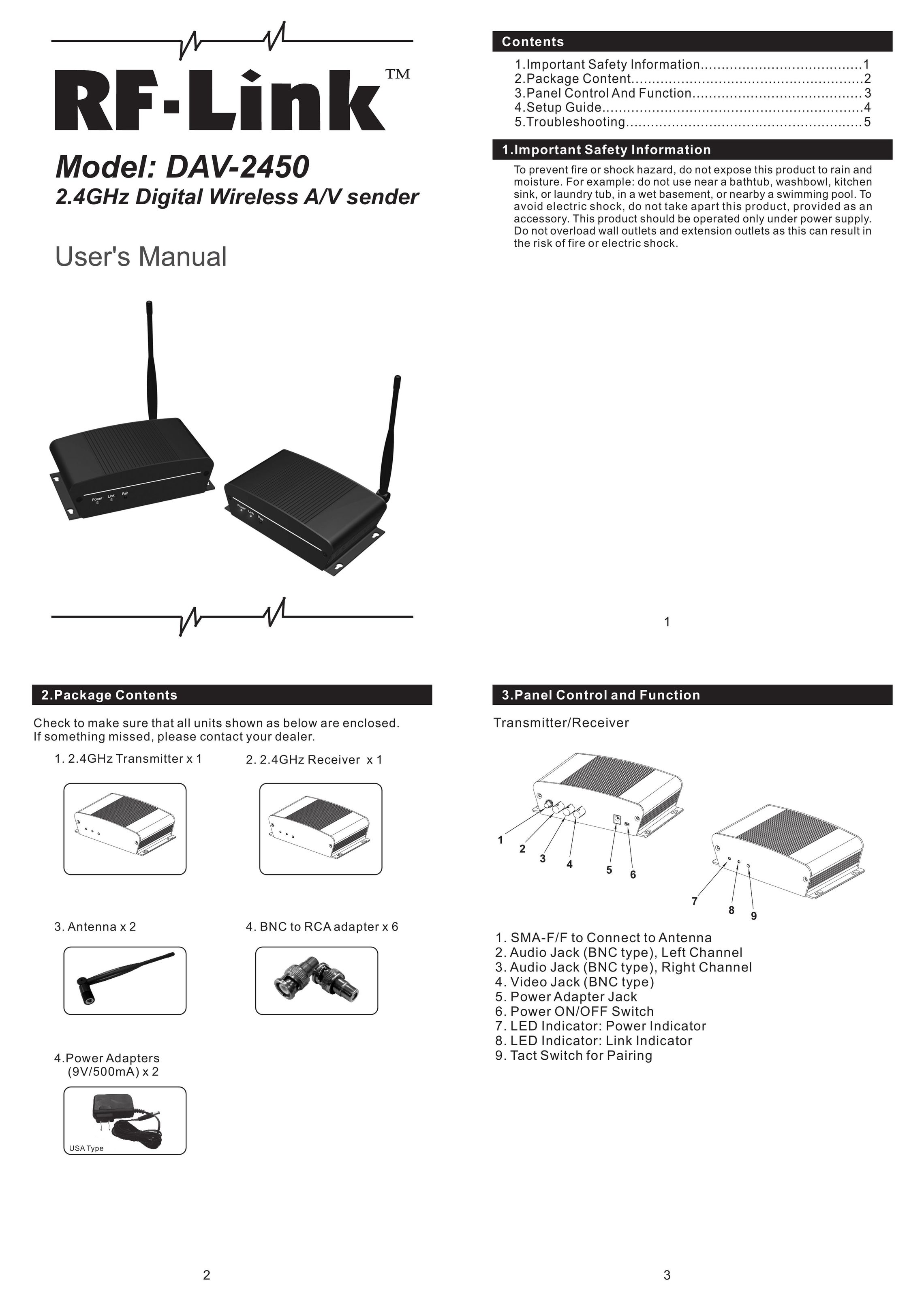 RF-Link Technology DAV-2450 Stereo Receiver User Manual