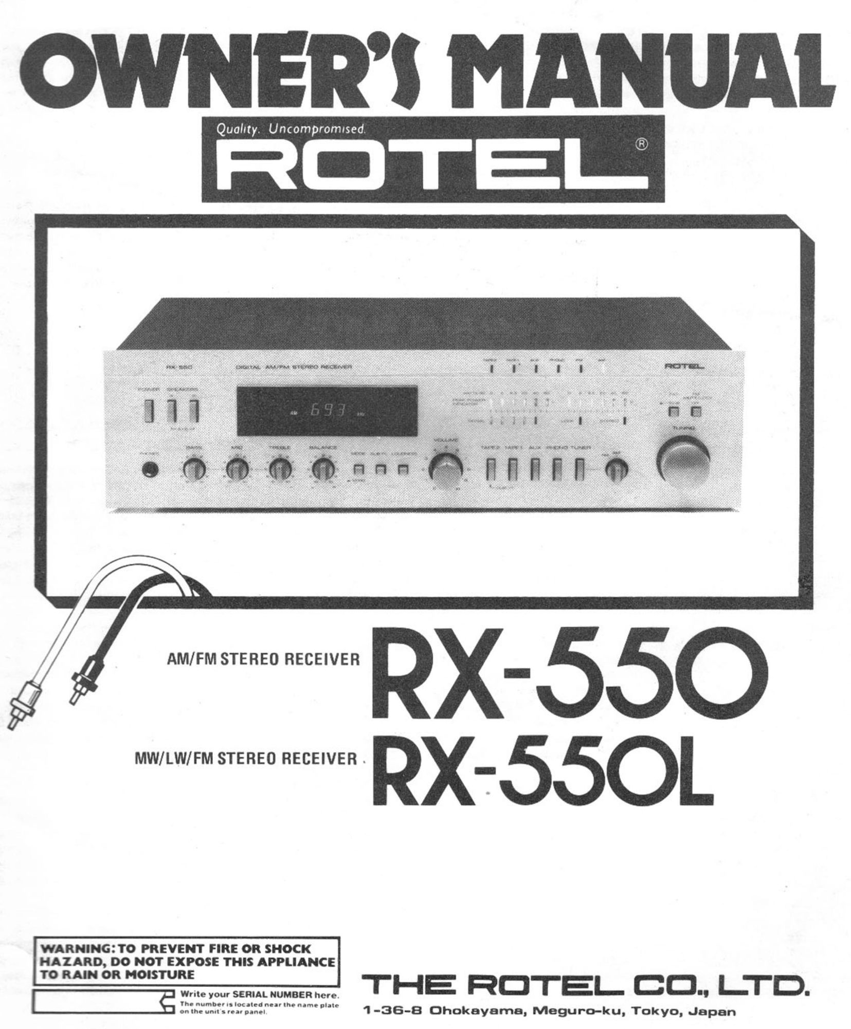 Rotel RX-550 Stereo Receiver User Manual