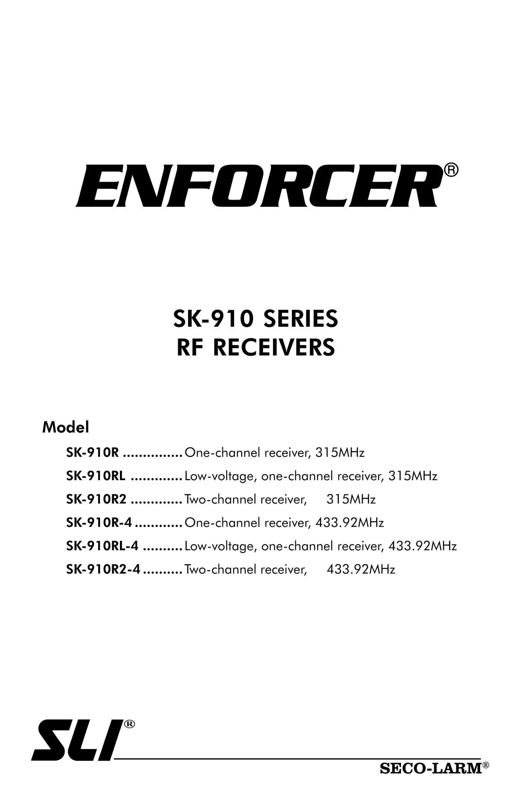 SECO-LARM USA SK-910RL Stereo Receiver User Manual