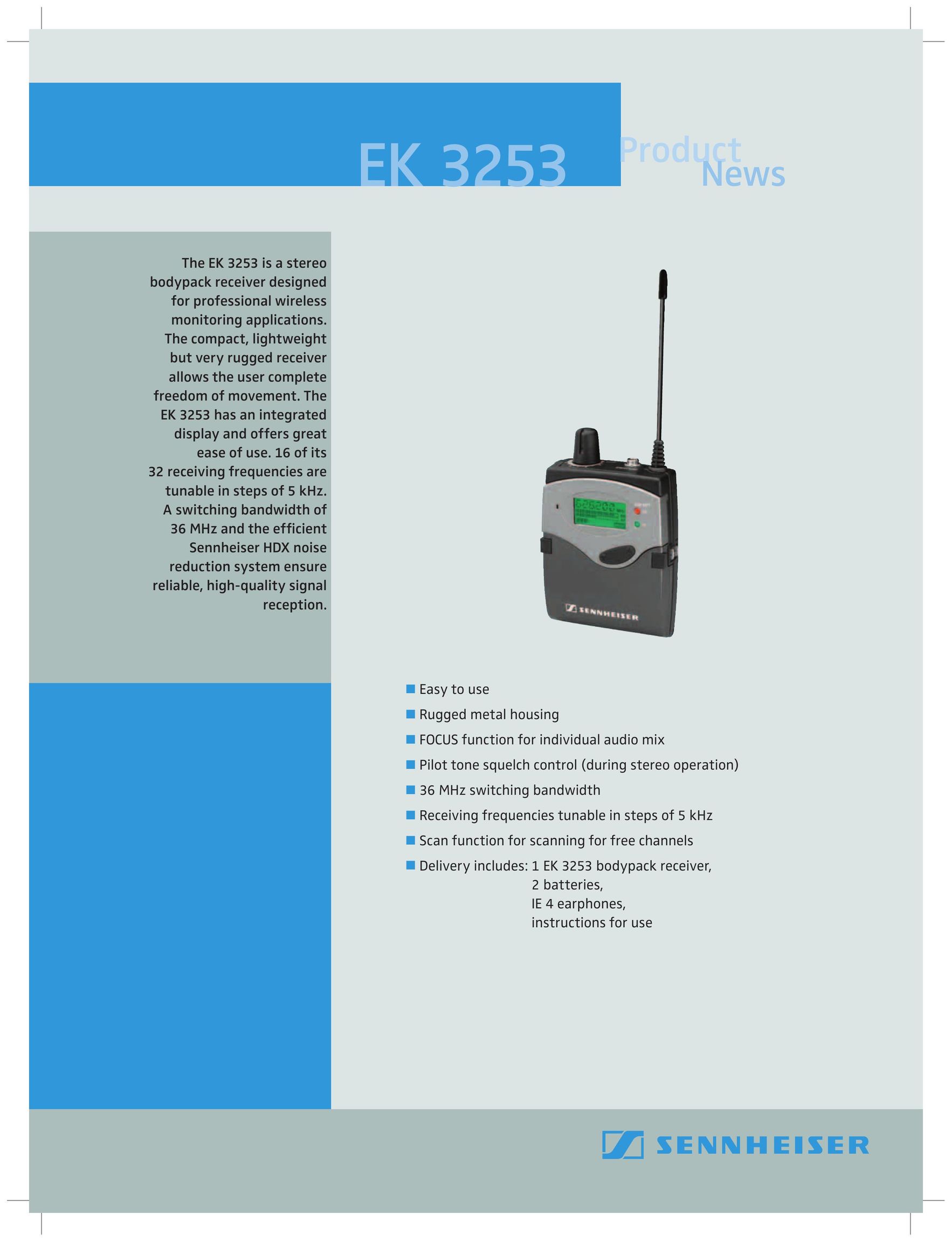 Sennheiser EK 3253 Stereo Receiver User Manual