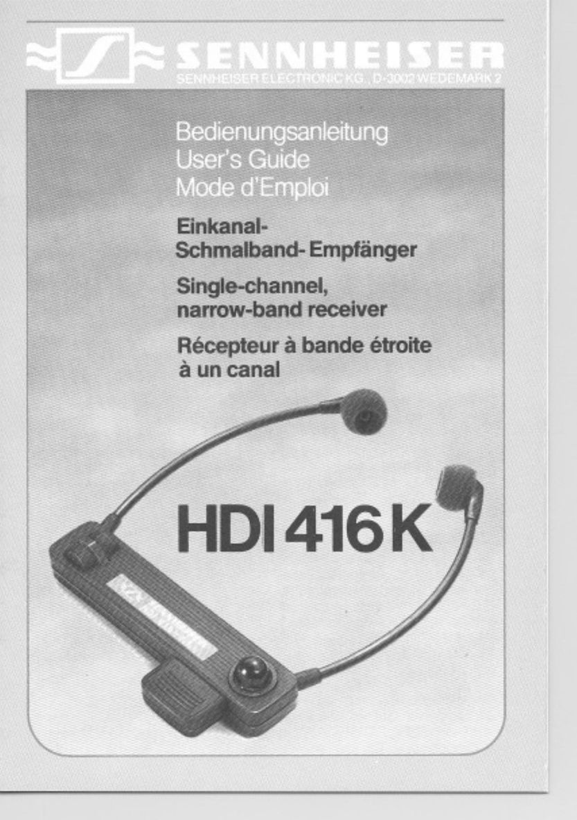 Sennheiser HDI 416K Stereo Receiver User Manual