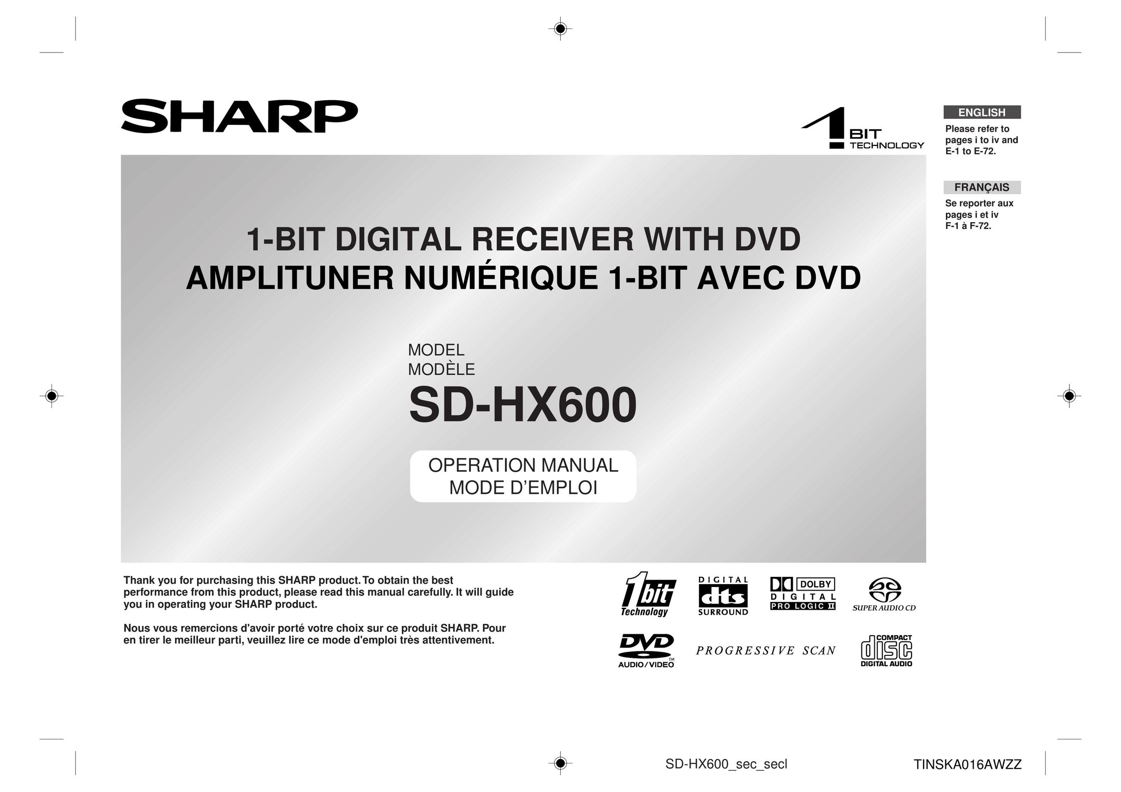 Sharp SD-HX600 Stereo Receiver User Manual