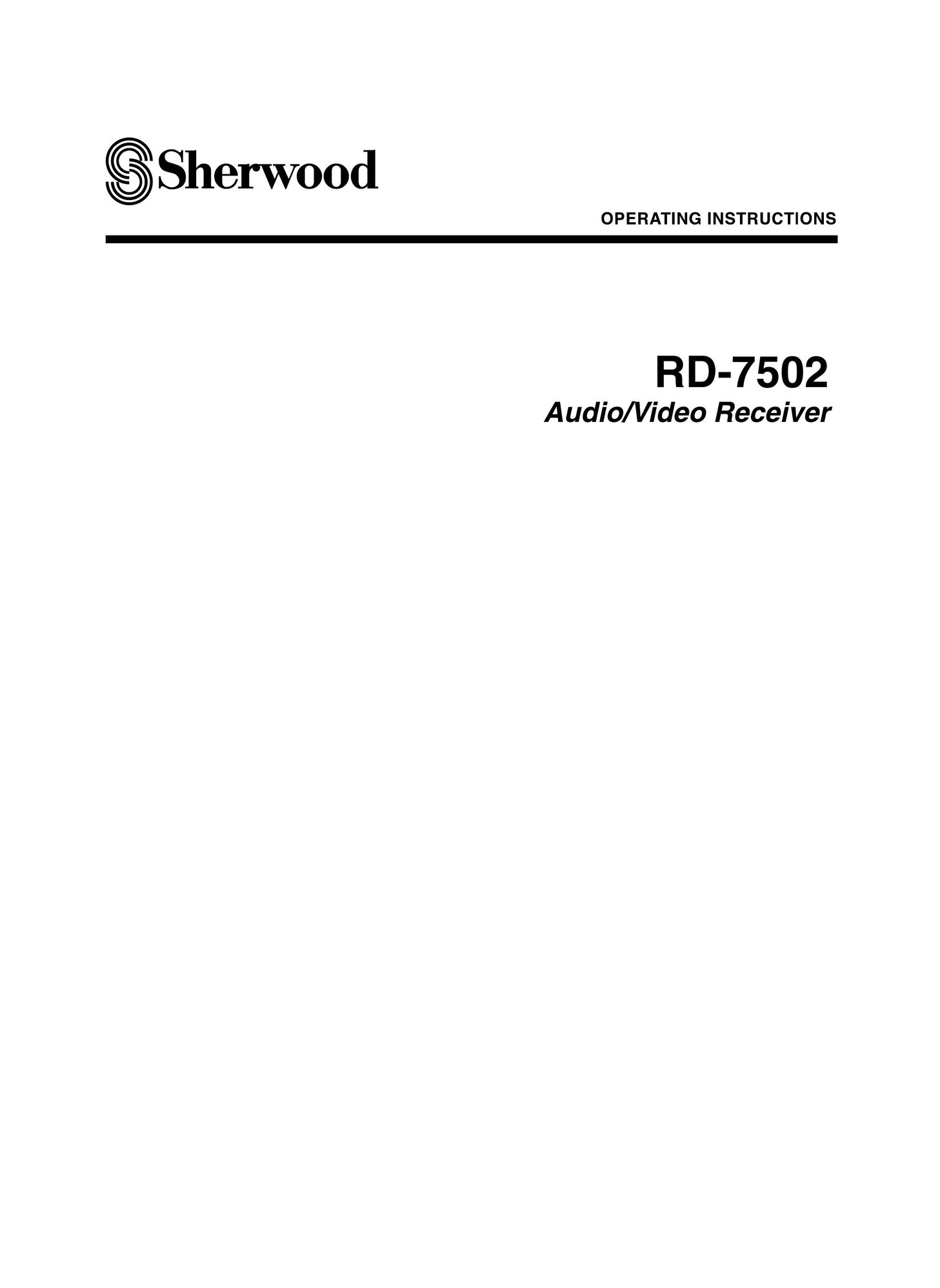 Sherwood RD-7502 Stereo Receiver User Manual