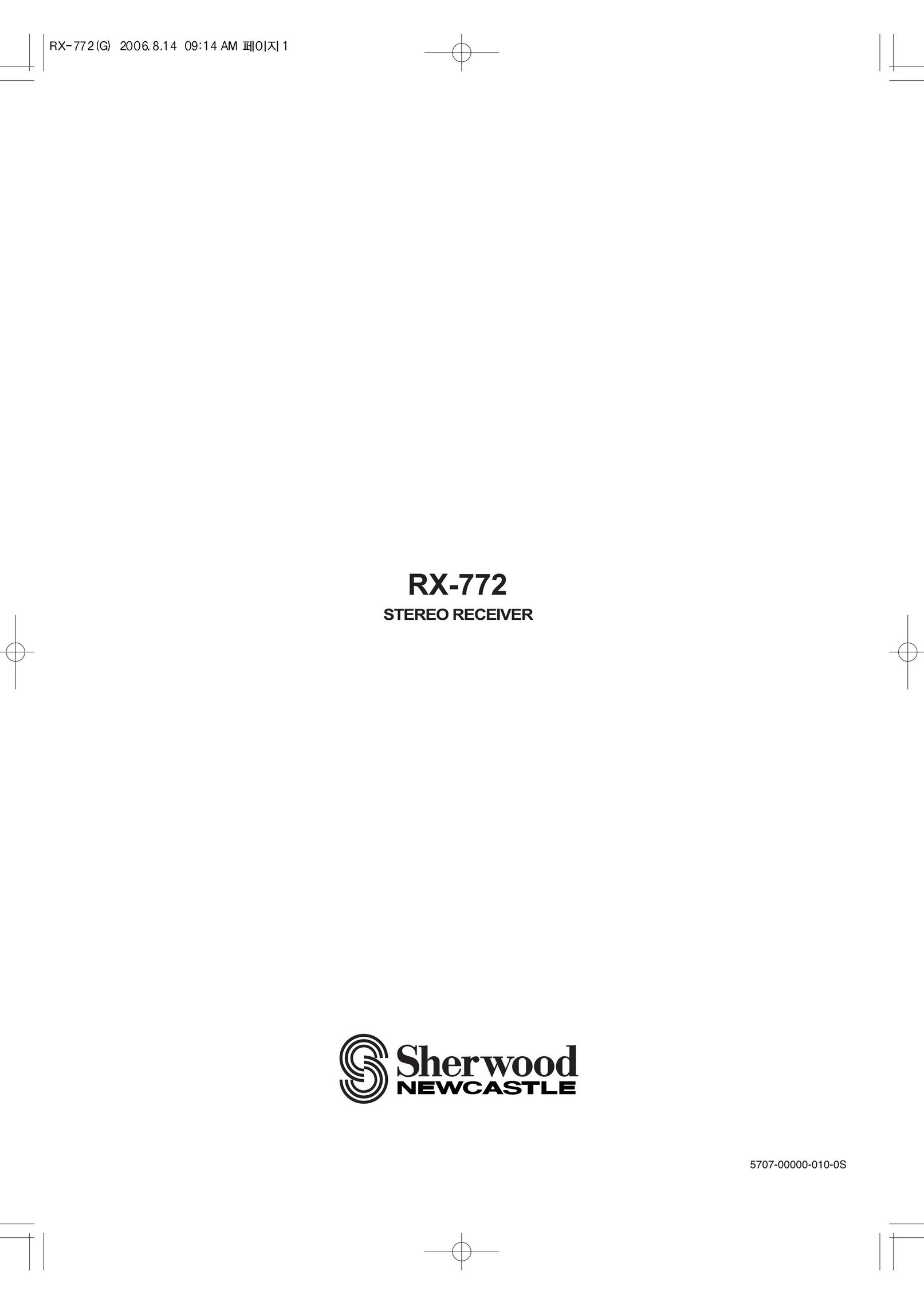 Sherwood RX-772 Stereo Receiver User Manual