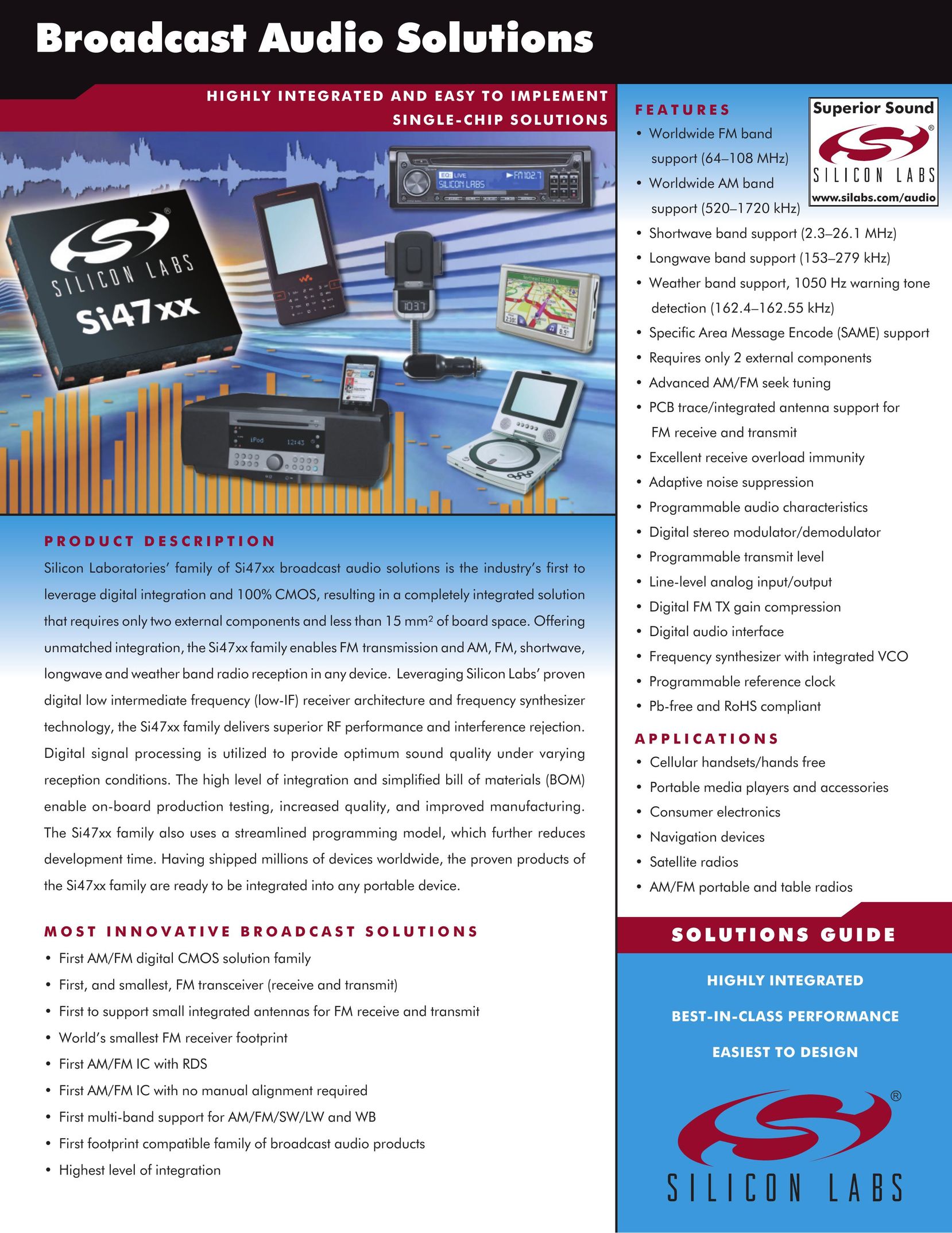 Silicon Laboratories SI47XX Stereo Receiver User Manual