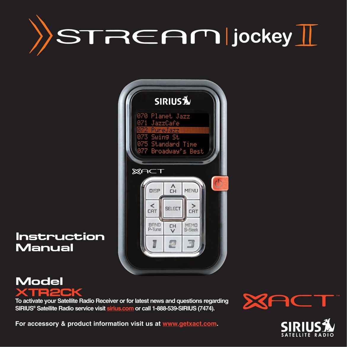 Sirius Satellite Radio XTR2CK Stereo Receiver User Manual
