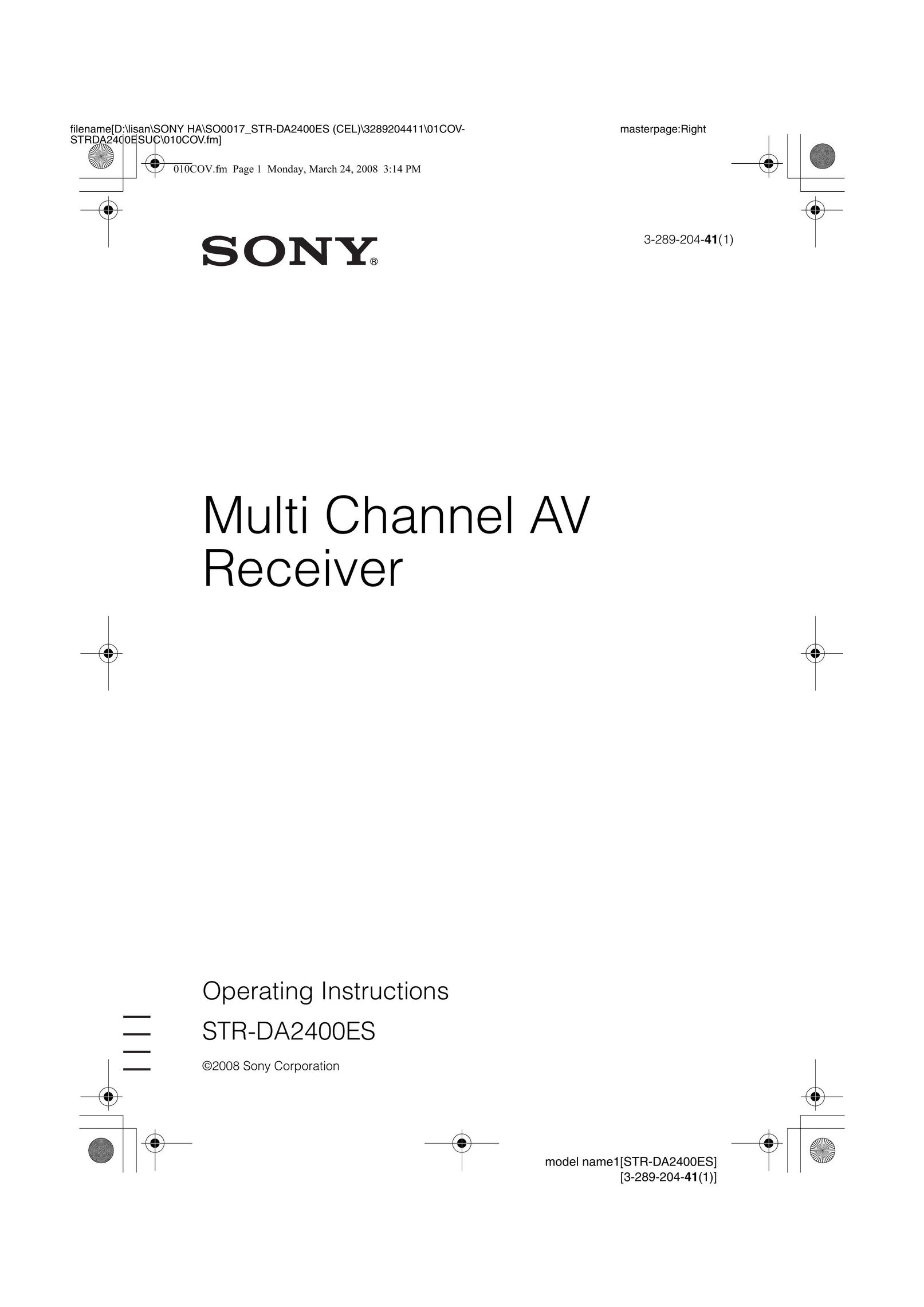 Sony 3-289-204-41(1) Stereo Receiver User Manual