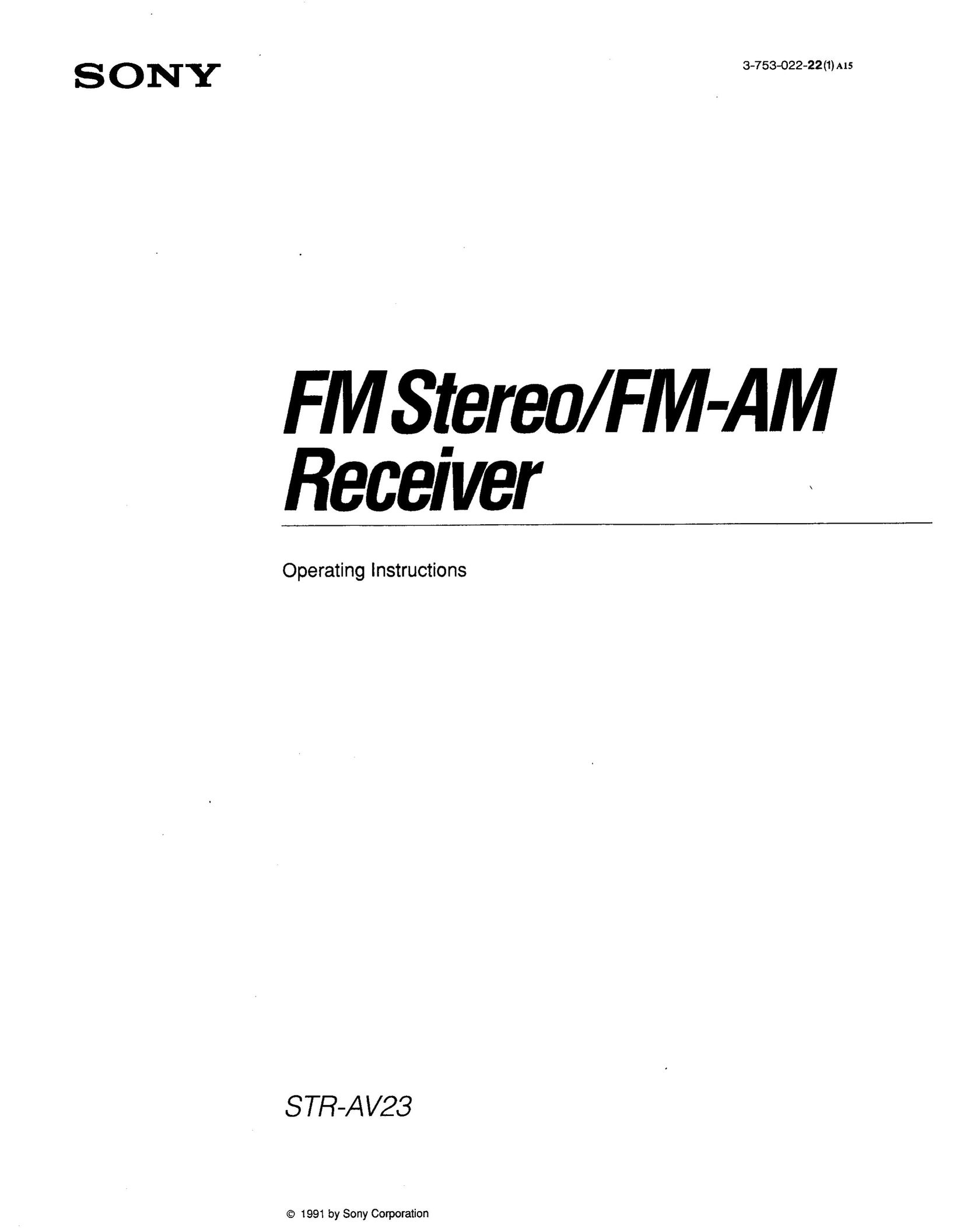 Sony 3-753-022-22(1) Stereo Receiver User Manual