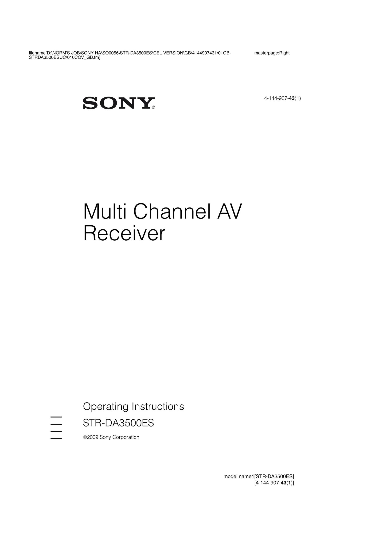 Sony 4-144-907-43(1) Stereo Receiver User Manual
