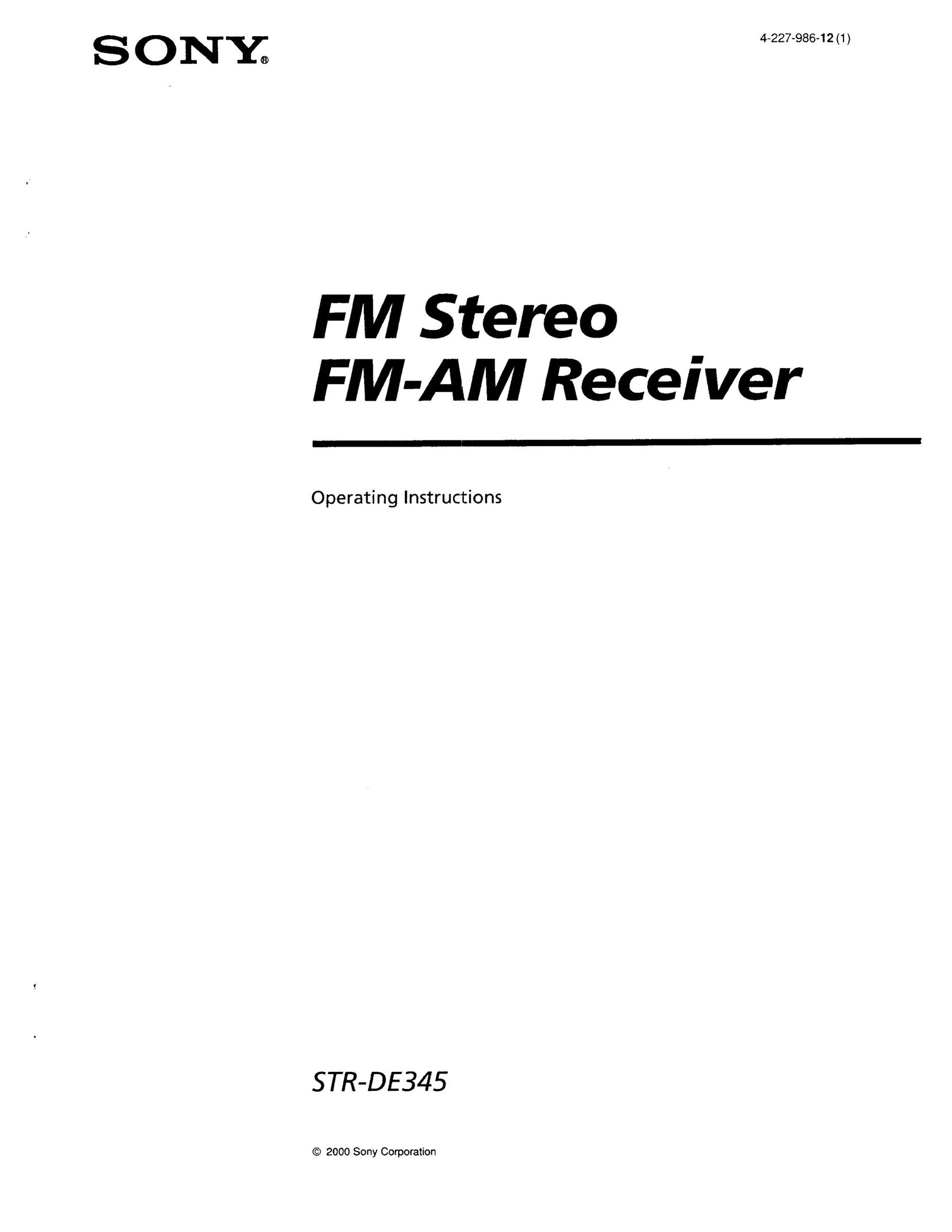 Sony 4-227-986-12(1) Stereo Receiver User Manual