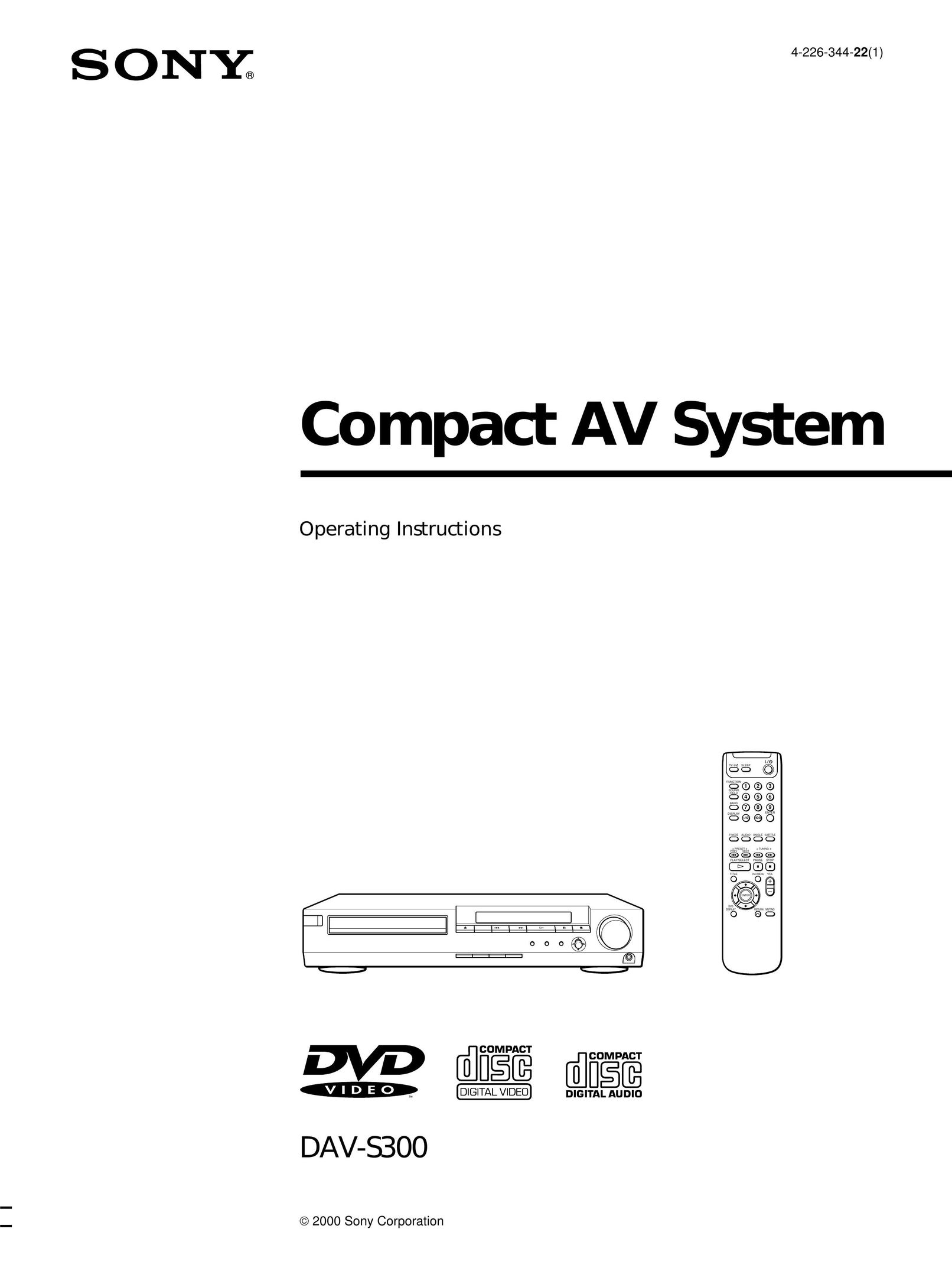Sony DAV-S300 Stereo Receiver User Manual