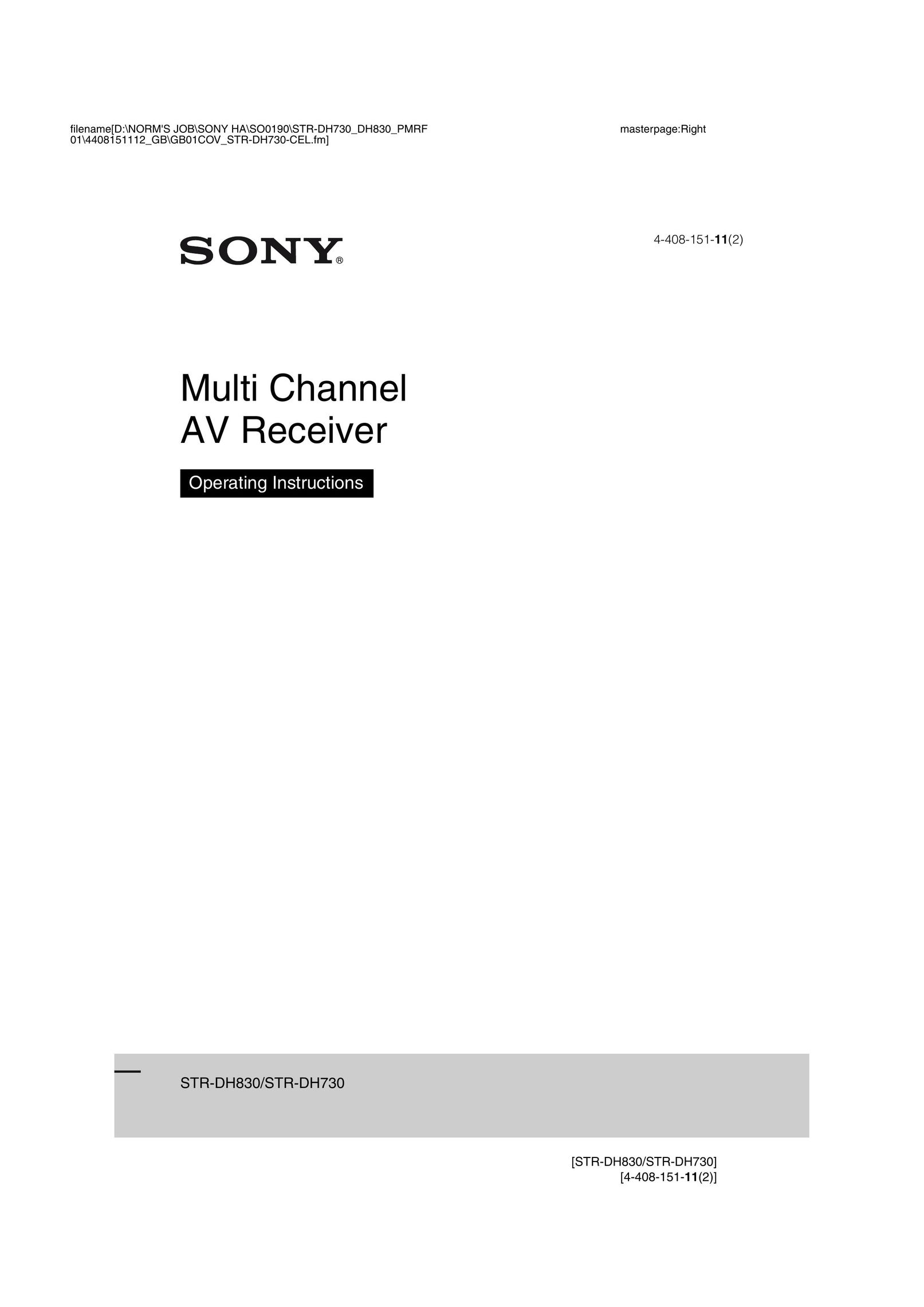 Sony DH840 Stereo Receiver User Manual