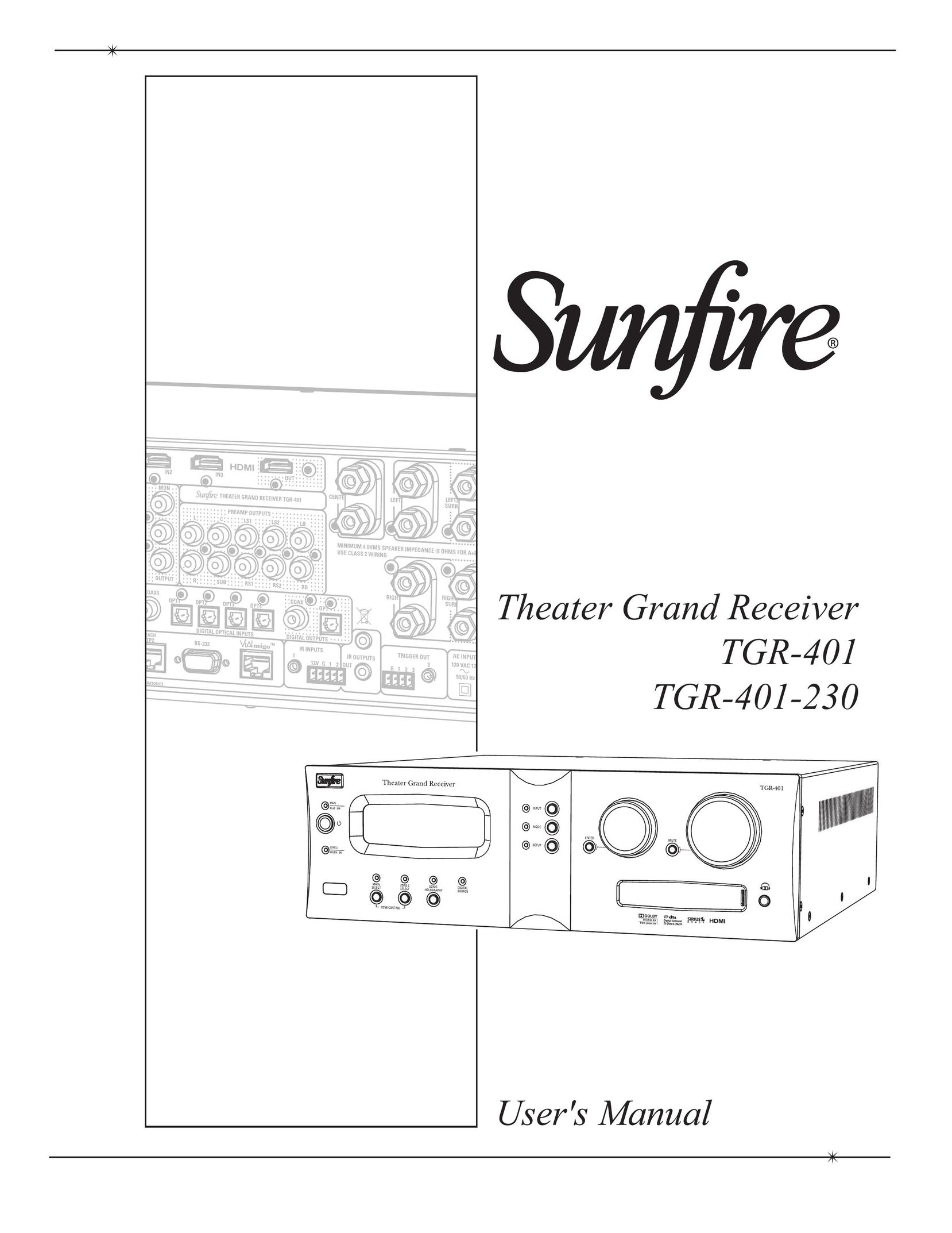 Sunfire TGR-401-230 Stereo Receiver User Manual