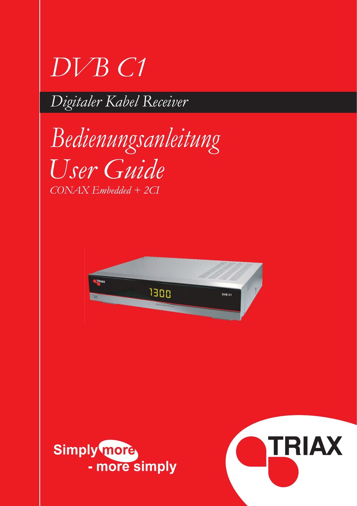 Triax DVB C1 Stereo Receiver User Manual