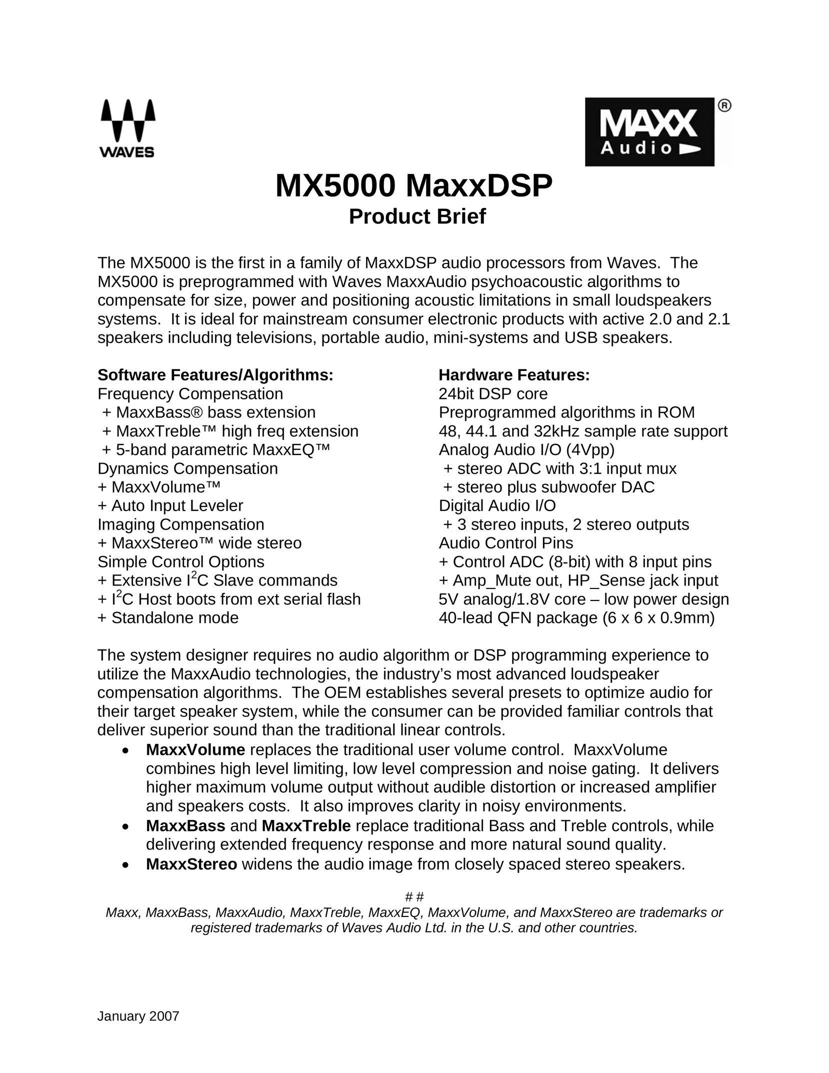 Waves MX5000 Stereo Receiver User Manual