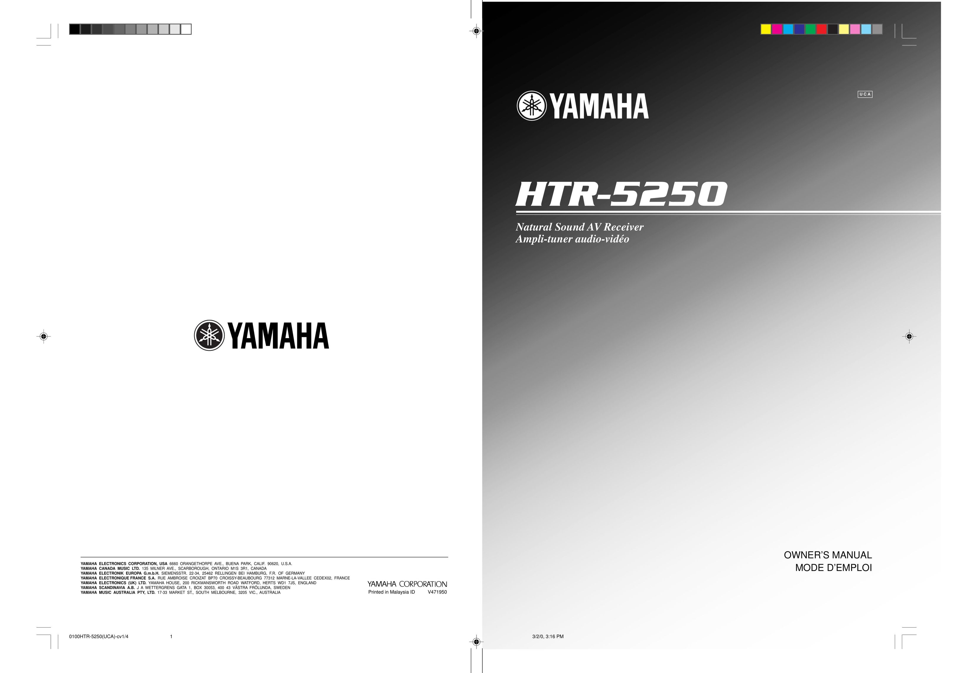 Yamaha HTR-5250 Stereo Receiver User Manual