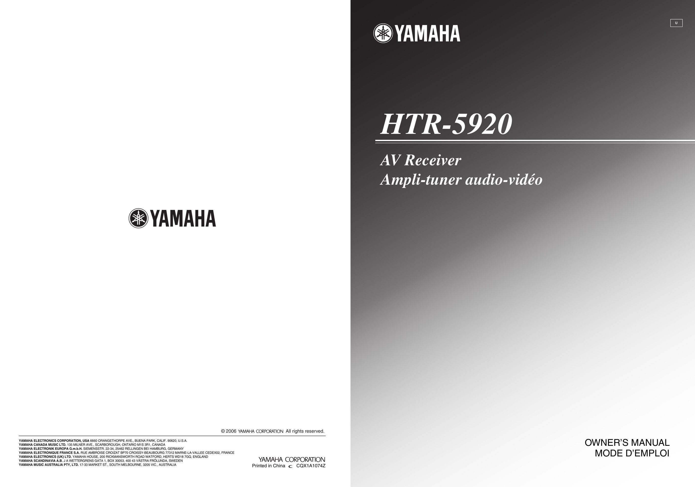 Yamaha HTR-5920 Stereo Receiver User Manual