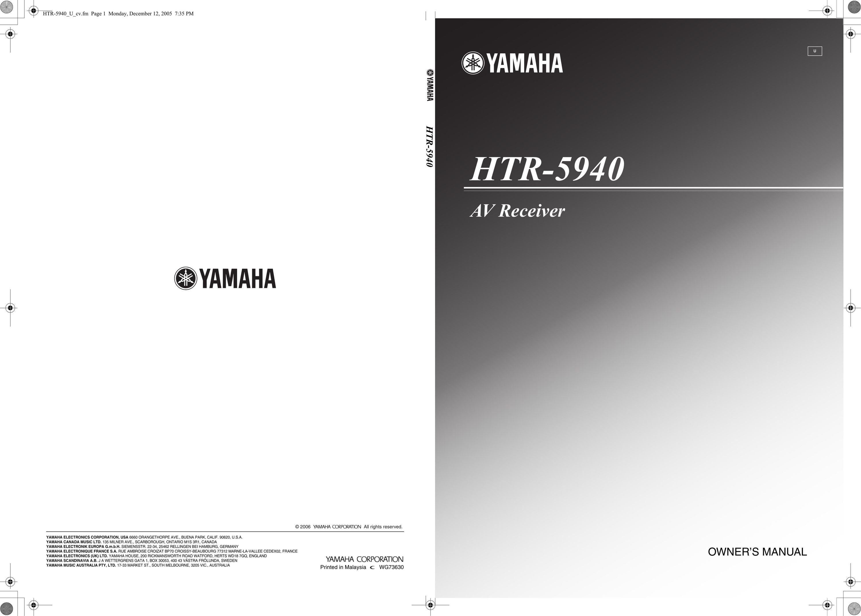 Yamaha HTR-5940 AV Stereo Receiver User Manual