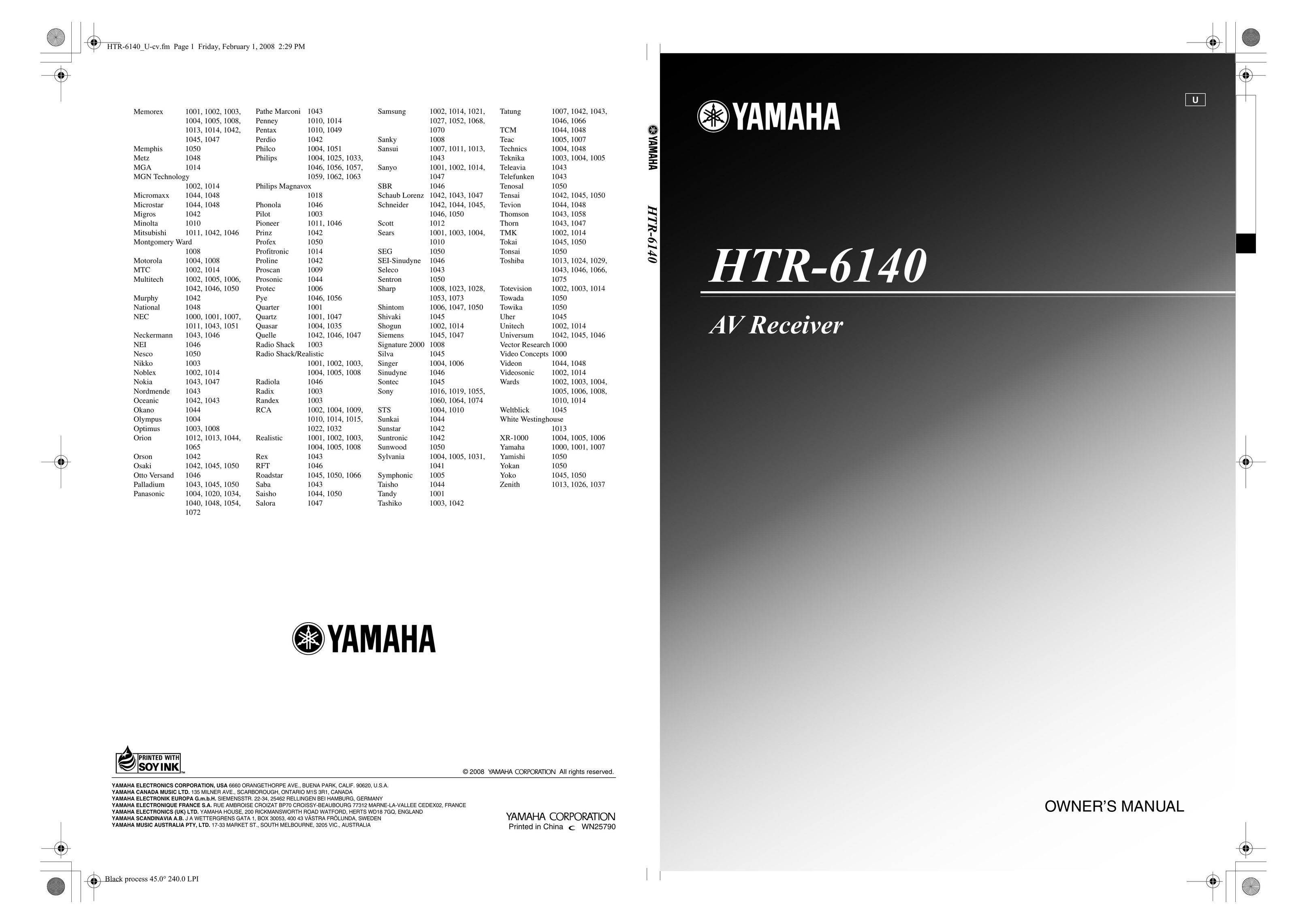 Yamaha HTR-6140 Stereo Receiver User Manual