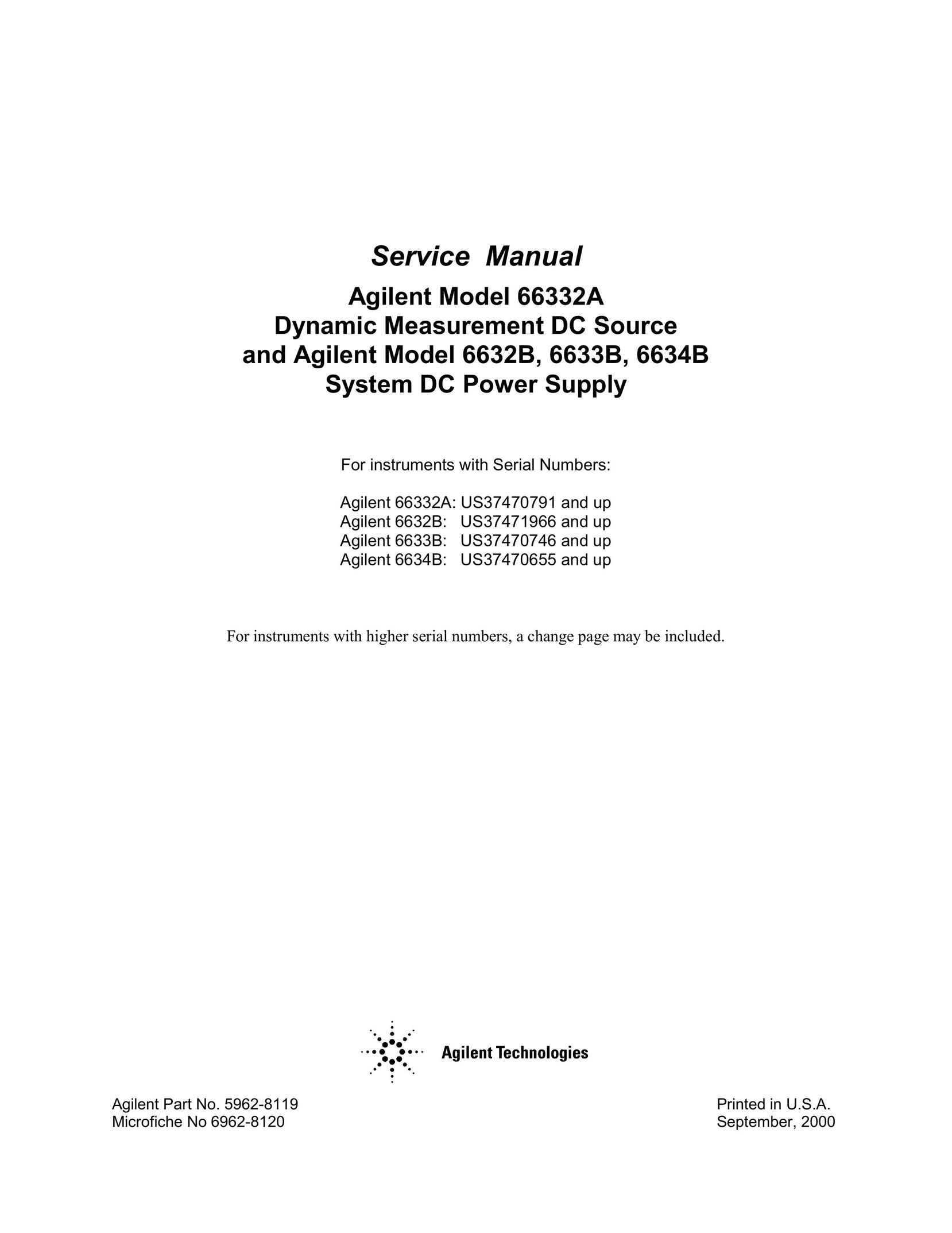Agilent Technologies 66332A Stereo System User Manual