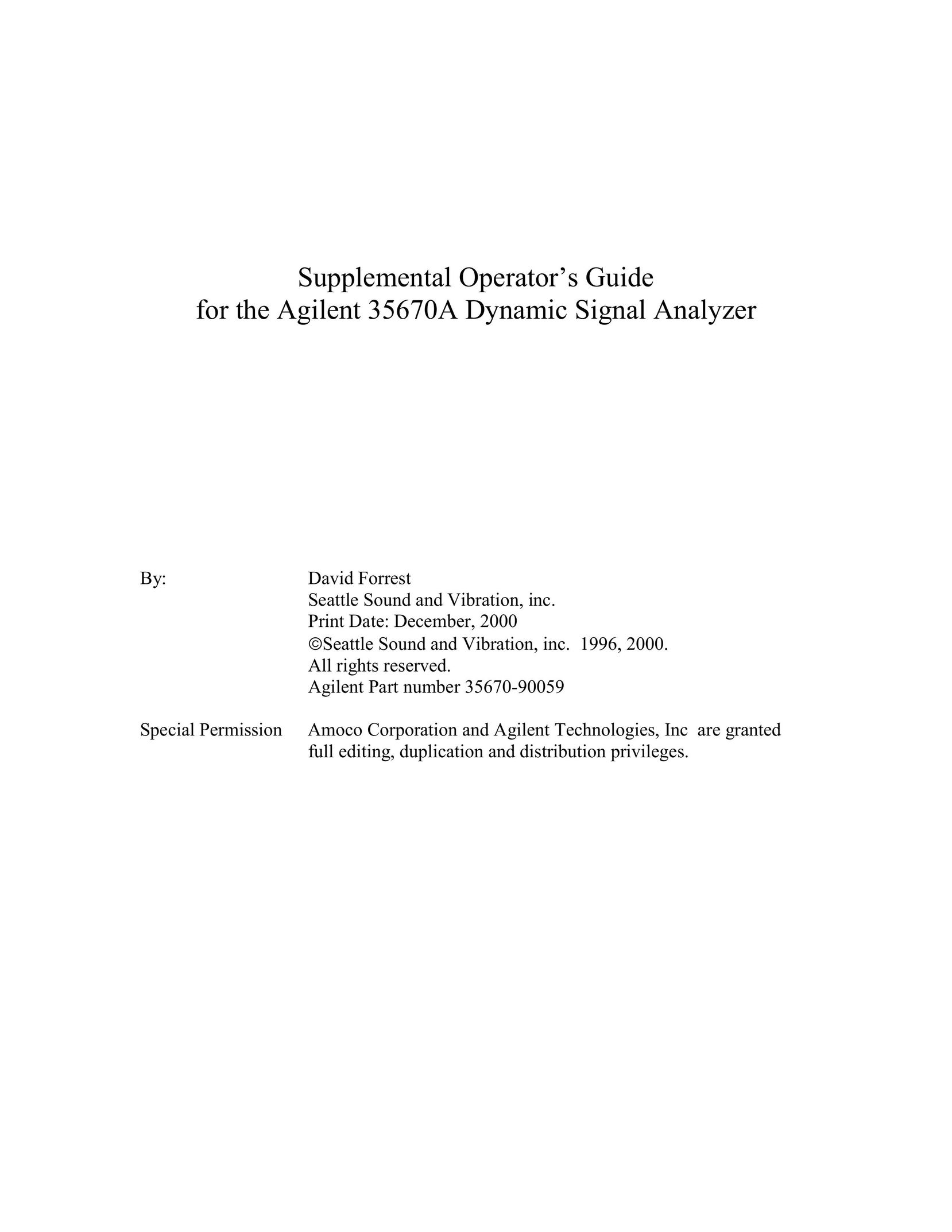Agilent Technologies Agilent 35670A Stereo System User Manual