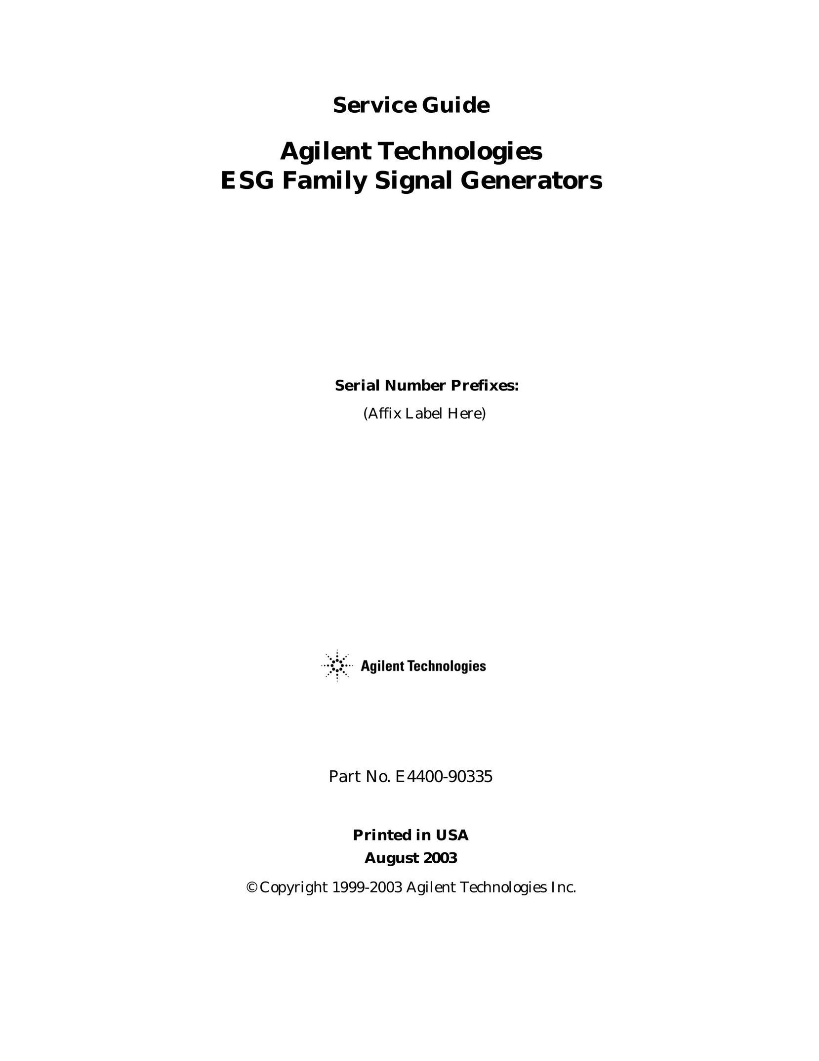 Agilent Technologies E4400-90335 Stereo System User Manual